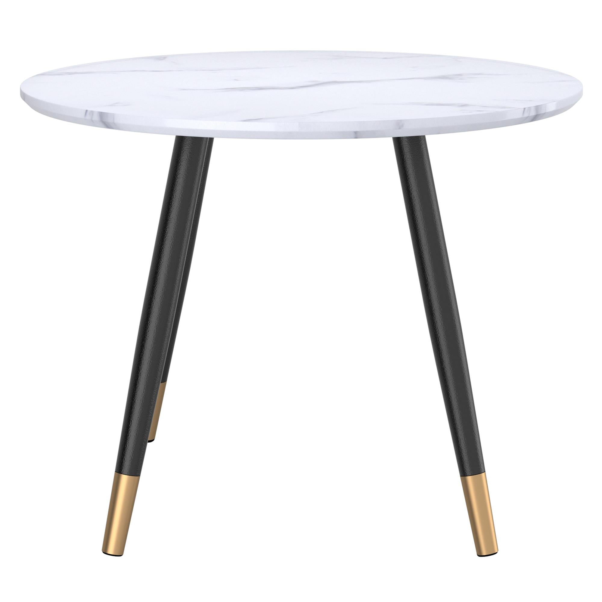  !nspire Emery 201-294RND-WT Round Dining Table - White and Black IMAGE 3