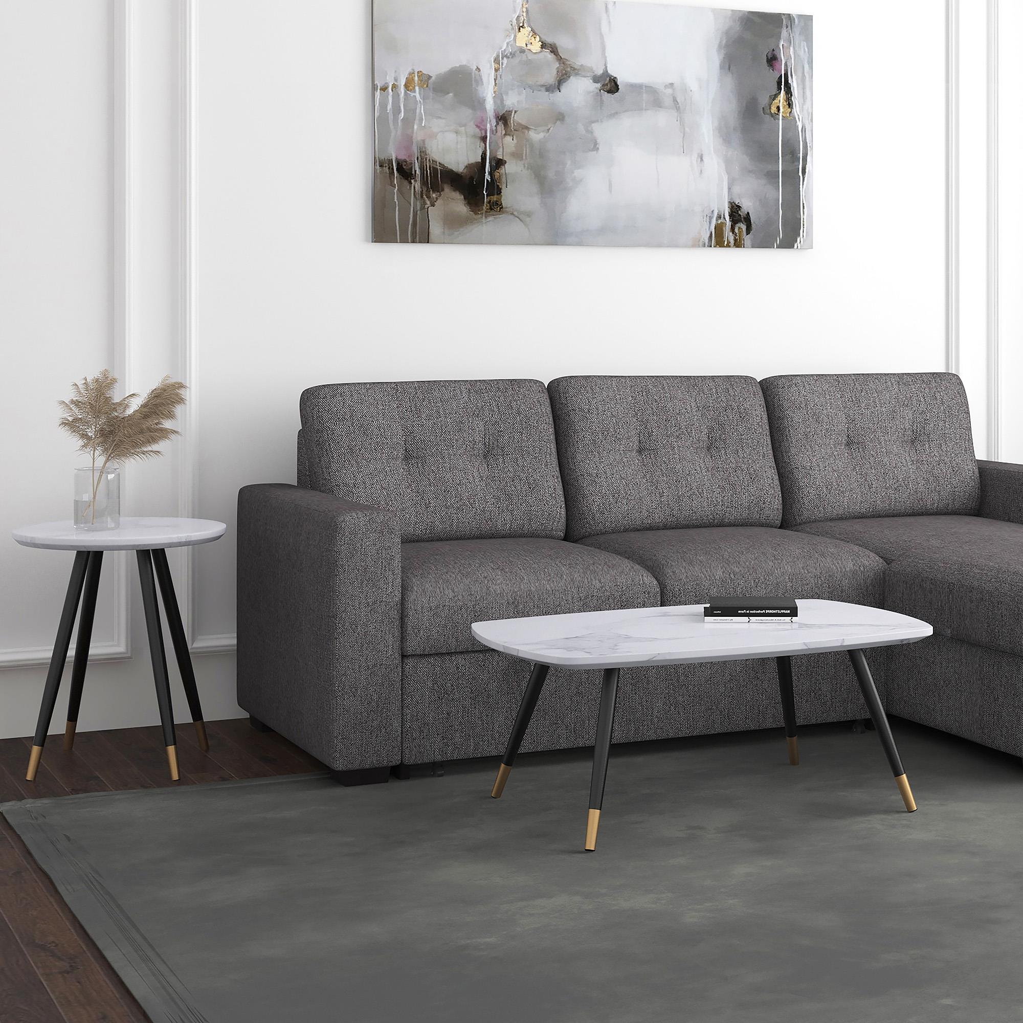  !nspire Emery 301-294REC-WT Rectangular Coffee Table - White and Black IMAGE 2