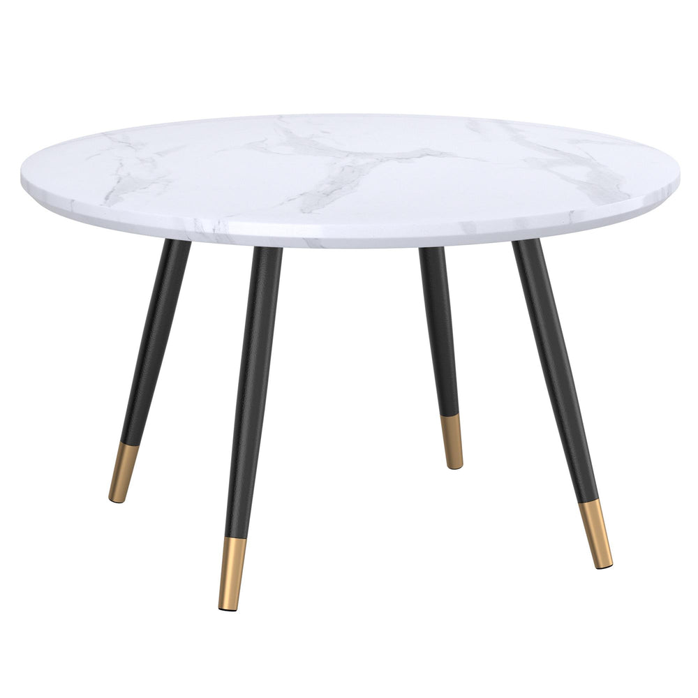  !nspire Emery 301-294RND-WT Round Coffee Table - White and Black IMAGE 1