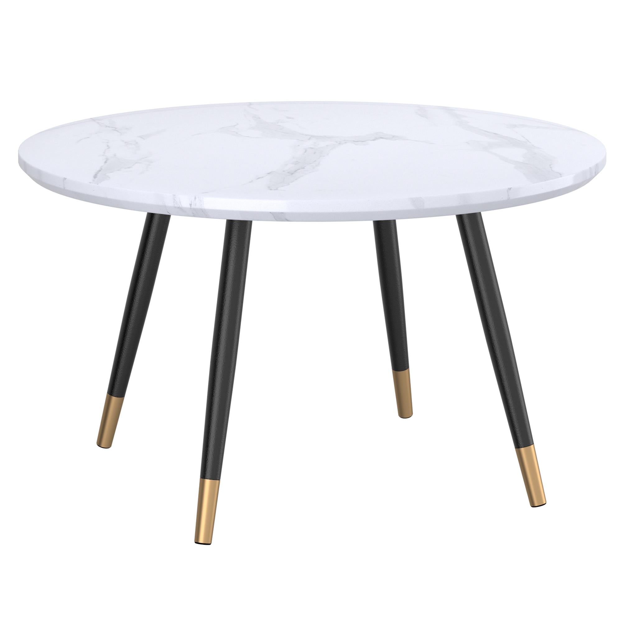  !nspire Emery 301-294RND-WT Round Coffee Table - White and Black IMAGE 1