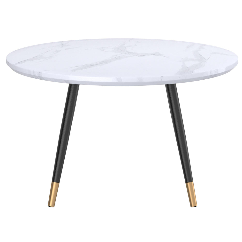  !nspire Emery 301-294RND-WT Round Coffee Table - White and Black IMAGE 3