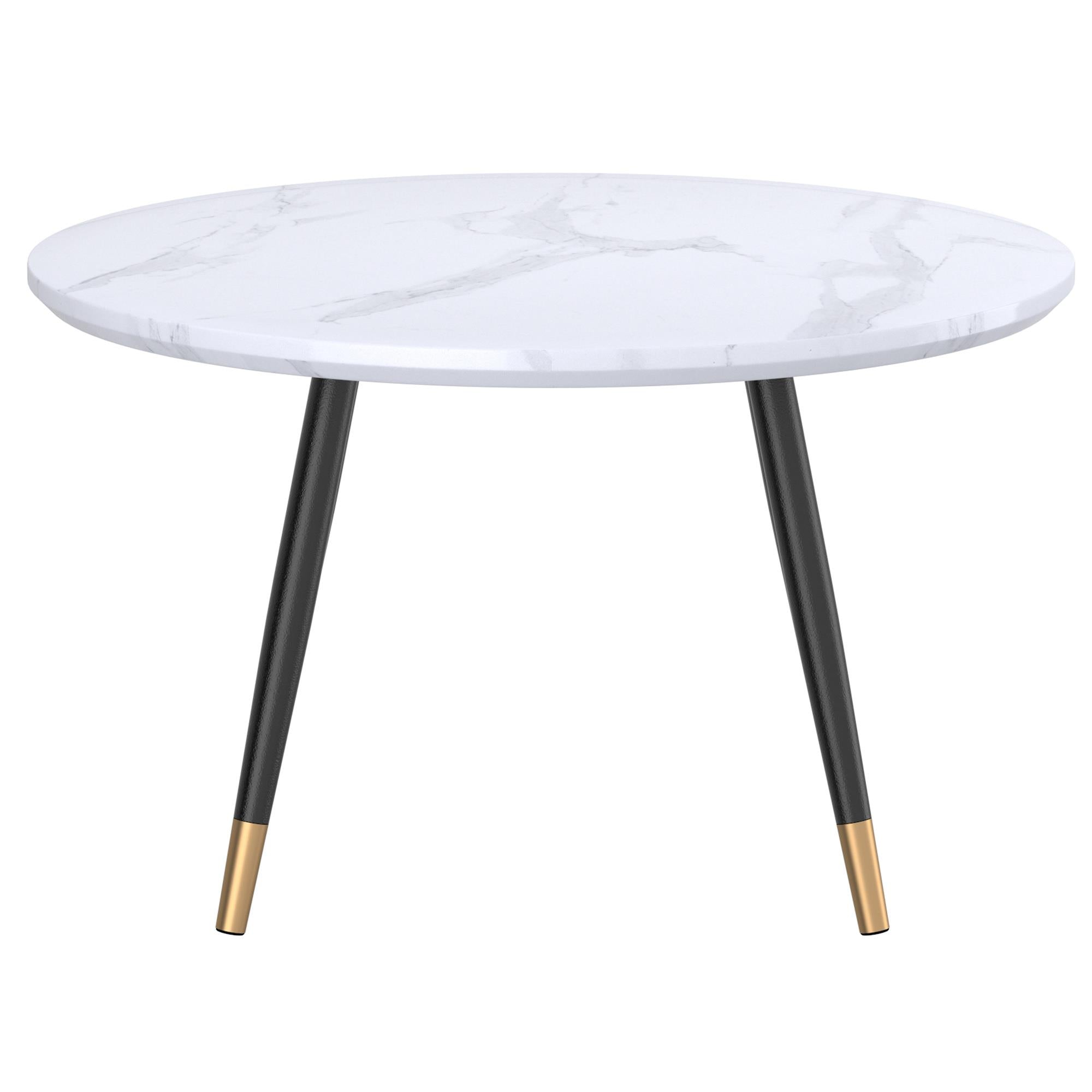  !nspire Emery 301-294RND-WT Round Coffee Table - White and Black IMAGE 3