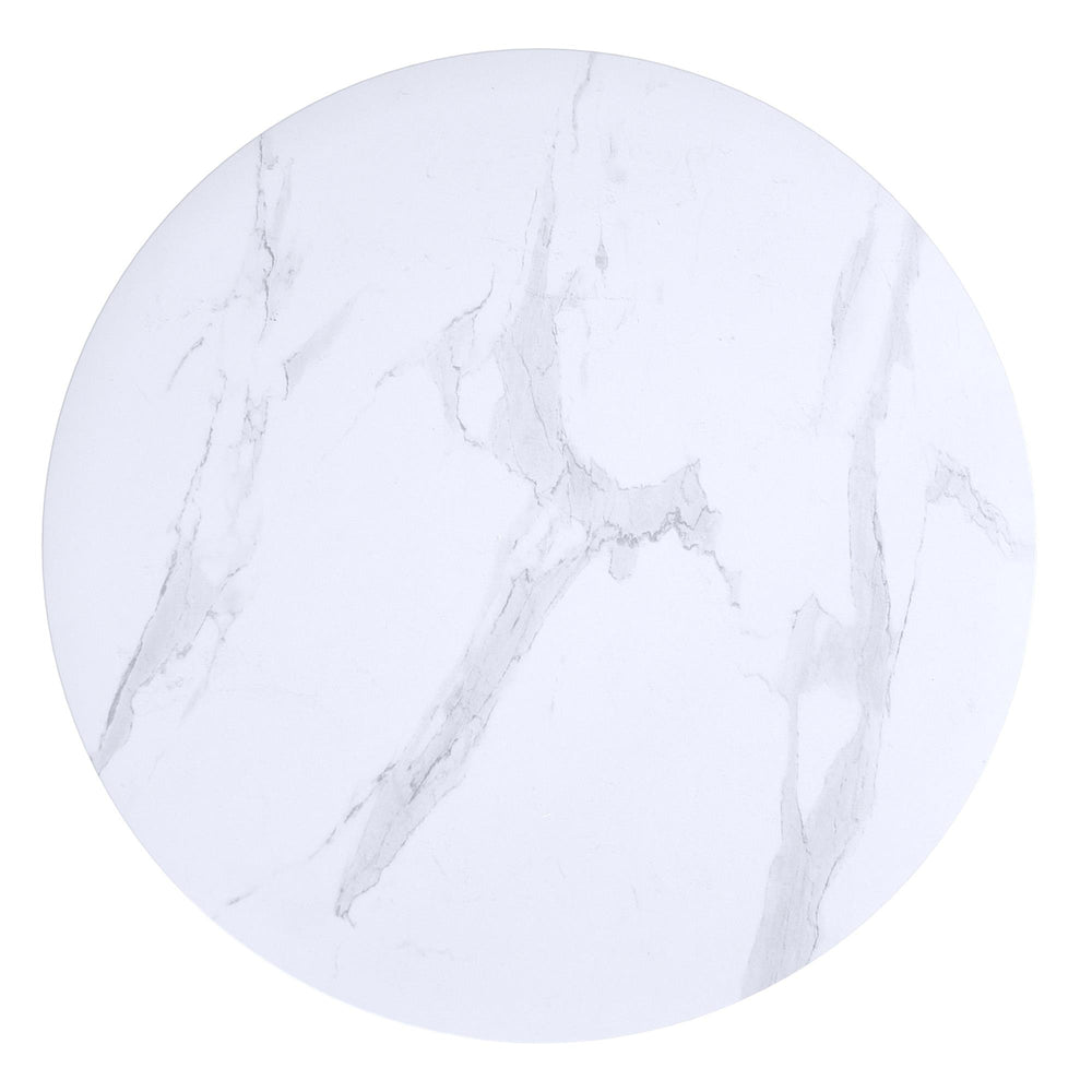  !nspire Emery 301-294RND-WT Round Coffee Table - White and Black IMAGE 4