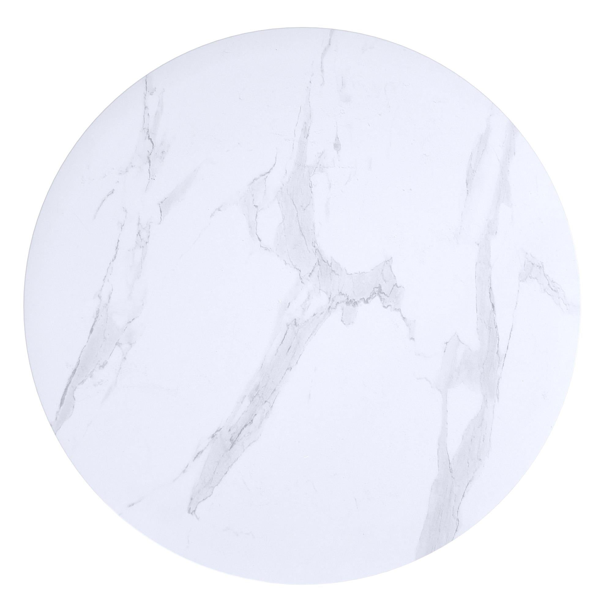  !nspire Emery 301-294RND-WT Round Coffee Table - White and Black IMAGE 4