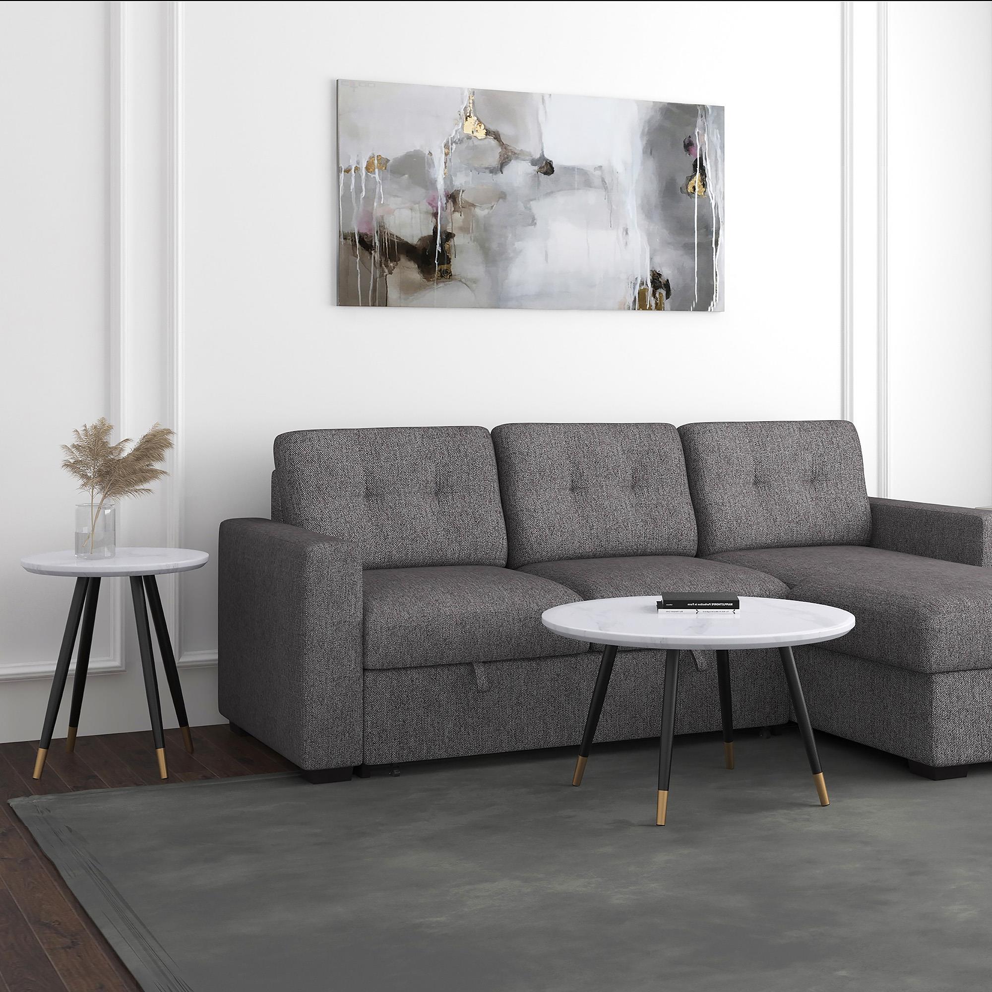  !nspire Emery 301-294RND-WT Round Coffee Table - White and Black IMAGE 7
