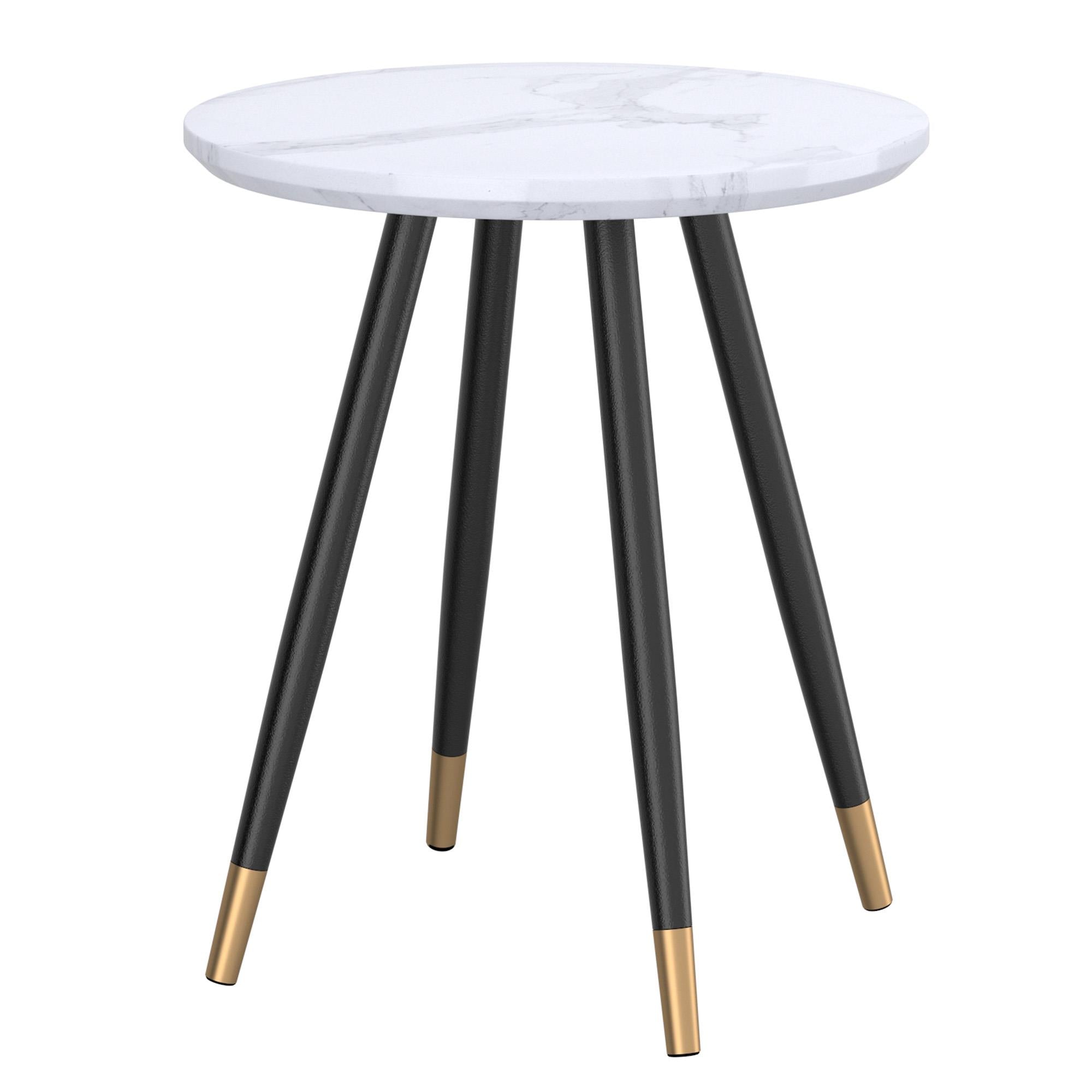  !nspire Emery 501-294WT Round Accent Table - White and Black IMAGE 1