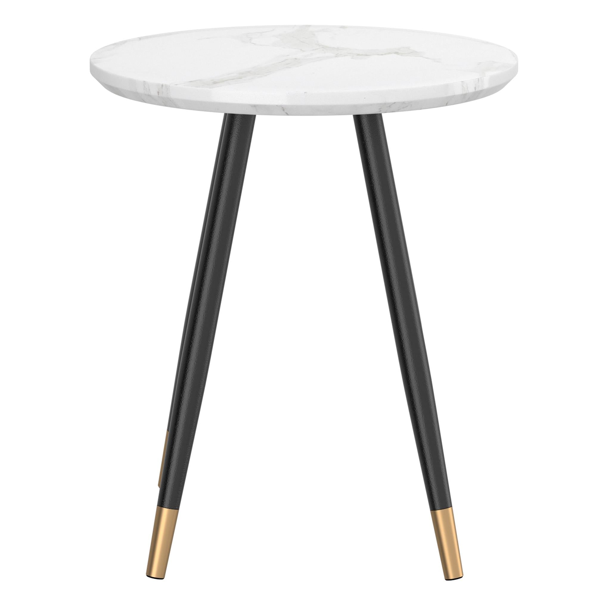  !nspire Emery 501-294WT Round Accent Table - White and Black IMAGE 3