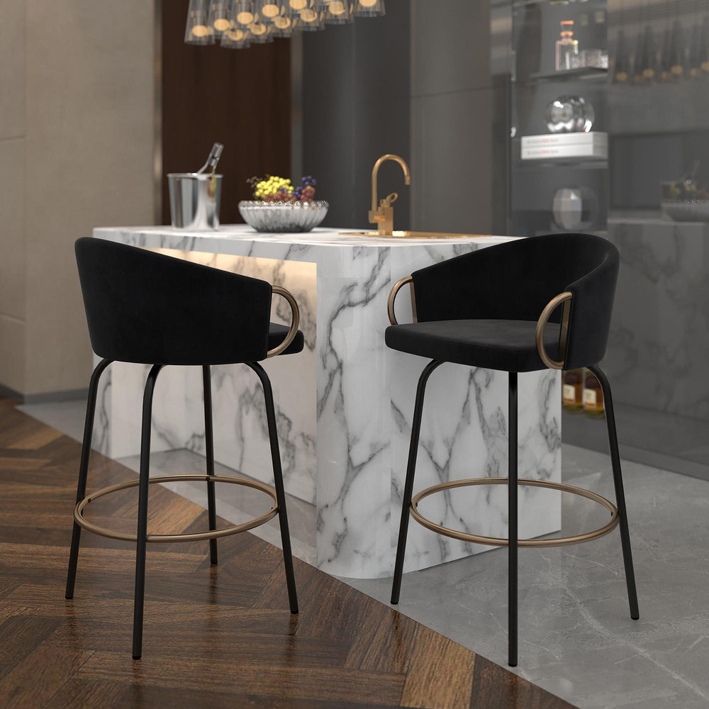  !nspire Lavo 203-560BLK 26" Counter Stool - Black and Gold IMAGE 2