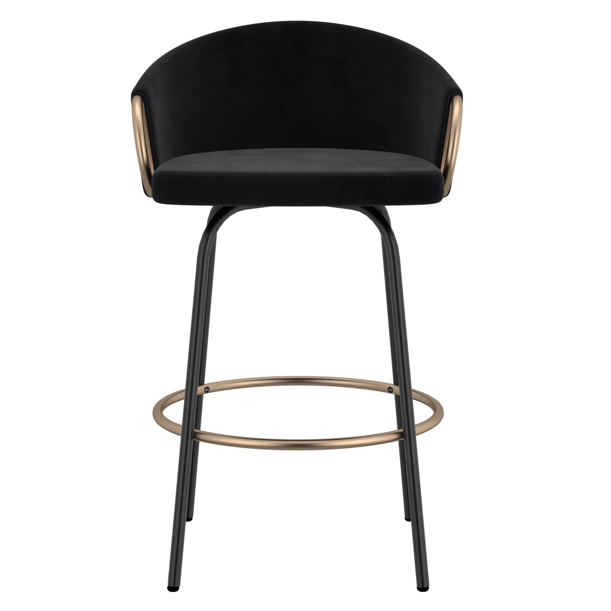  !nspire Lavo 203-560BLK 26" Counter Stool - Black and Gold IMAGE 4
