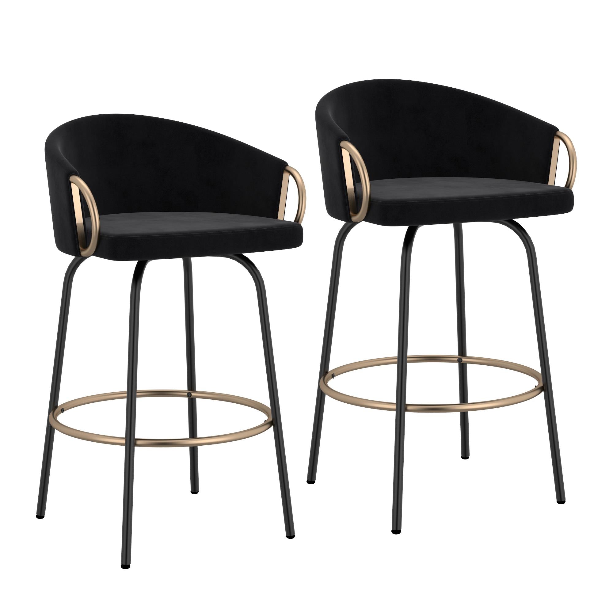  !nspire Lavo 203-560BLK 26" Counter Stool - Black and Gold IMAGE 7