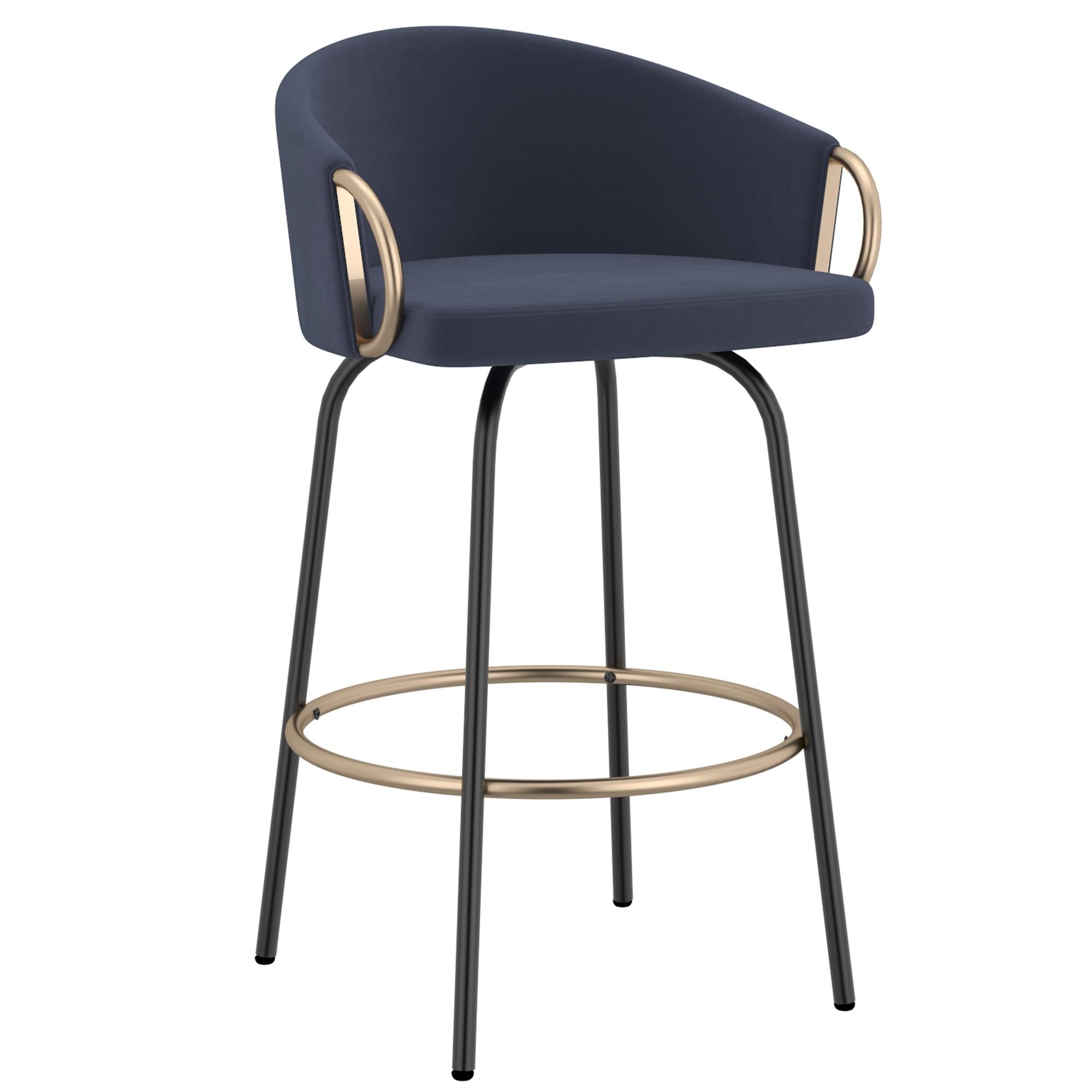  !nspire Lavo 203-560BLU 26" Counter Stool - Blue and Black and Gold IMAGE 1