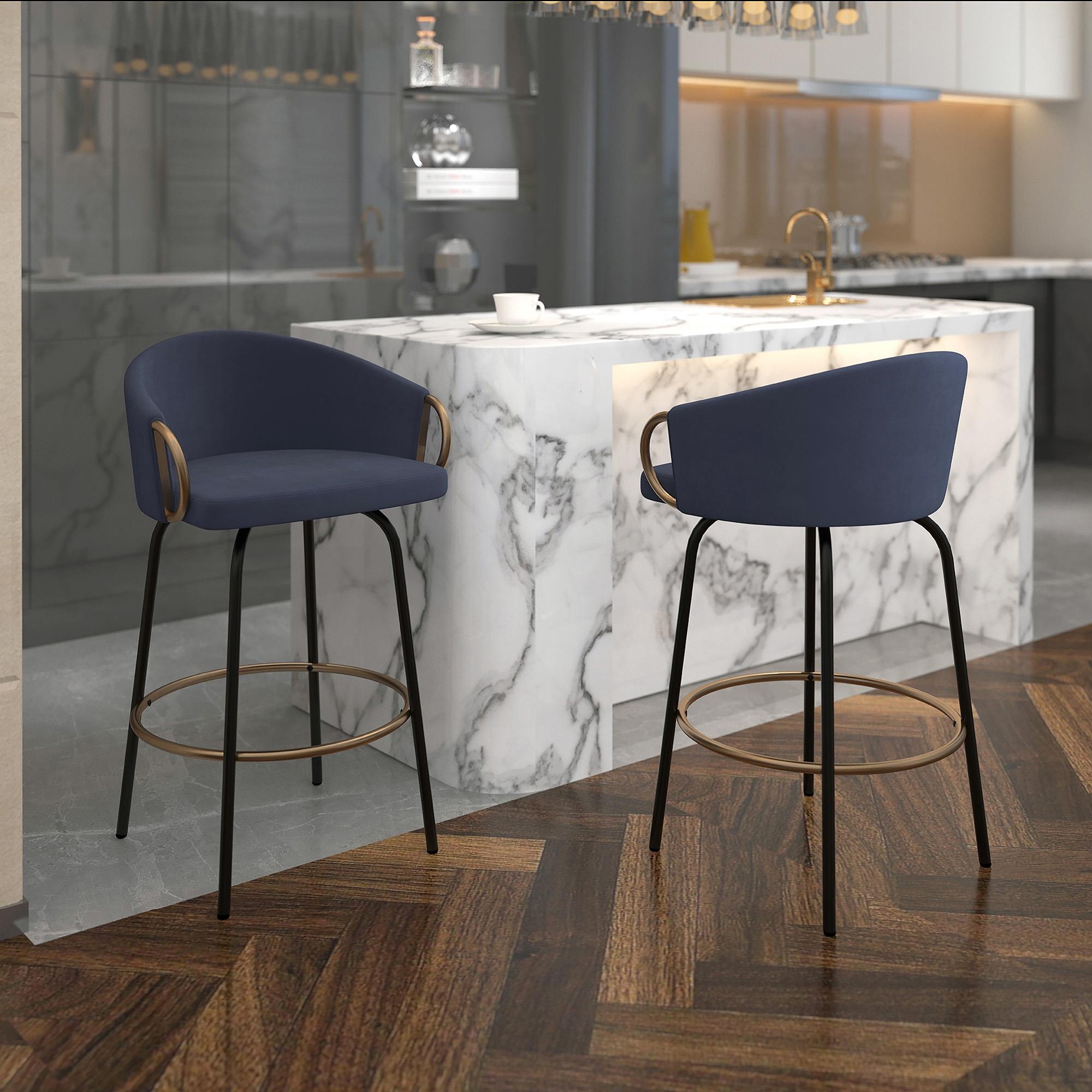  !nspire Lavo 203-560BLU 26" Counter Stool - Blue and Black and Gold IMAGE 2