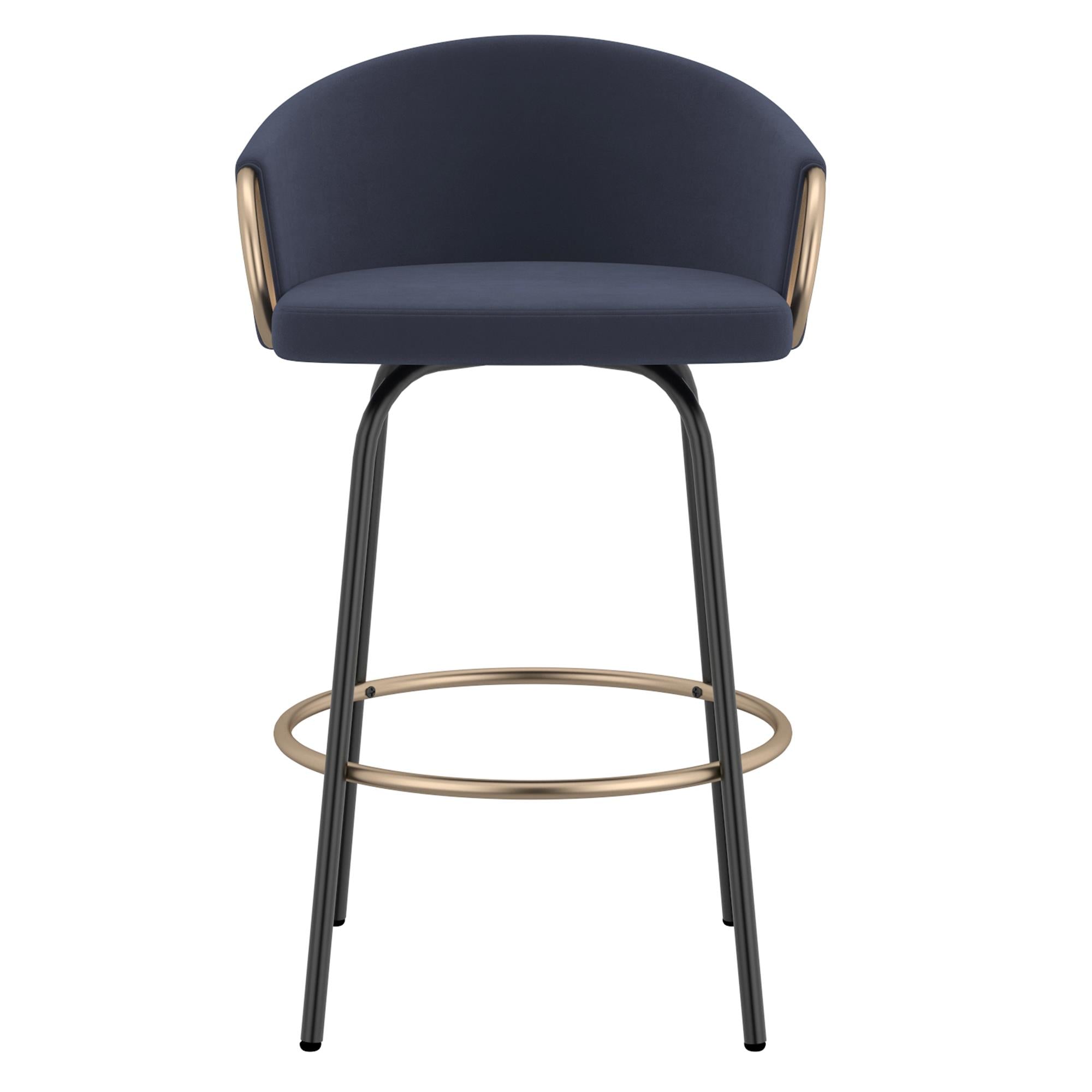  !nspire Lavo 203-560BLU 26" Counter Stool - Blue and Black and Gold IMAGE 4