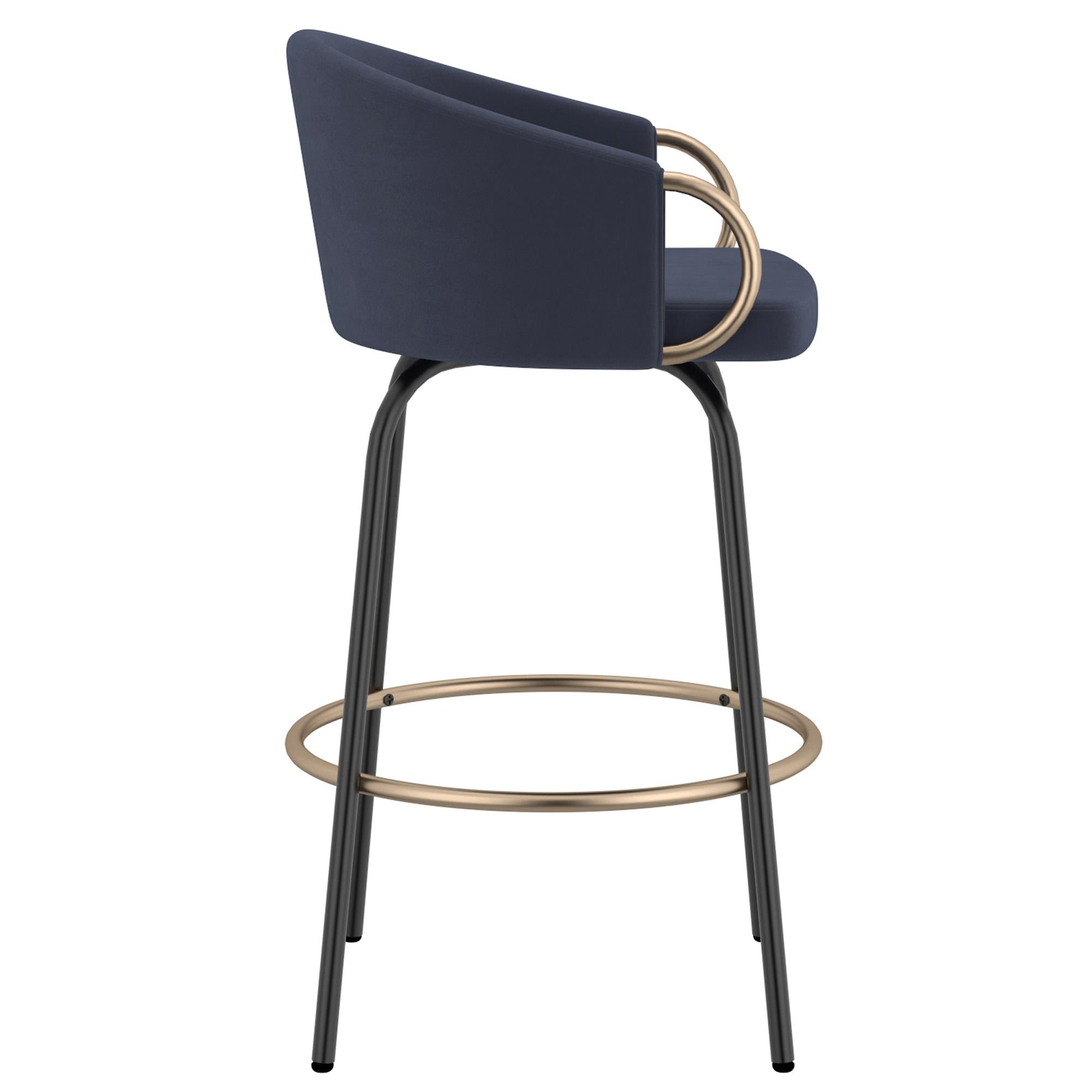  !nspire Lavo 203-560BLU 26" Counter Stool - Blue and Black and Gold IMAGE 5