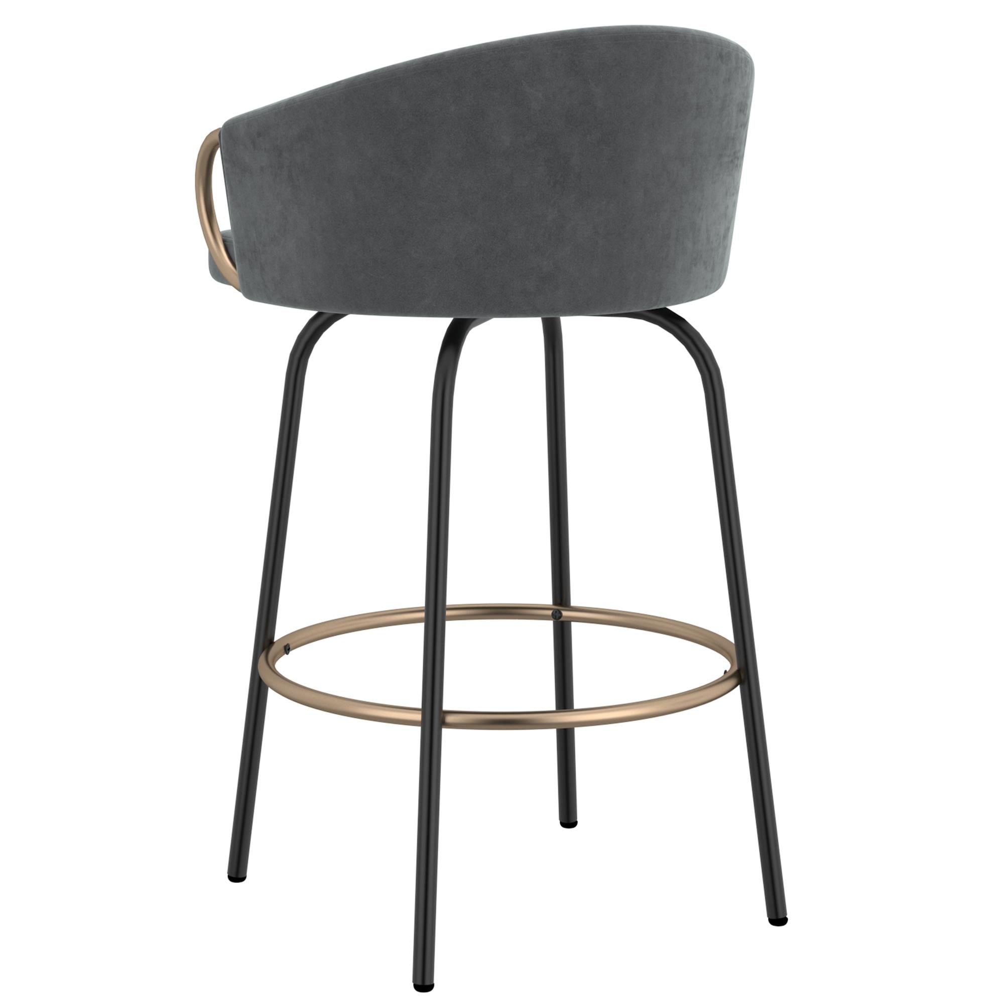  !nspire Lavo 203-560GY 26" Counter Stool - Grey and Black and Gold IMAGE 3