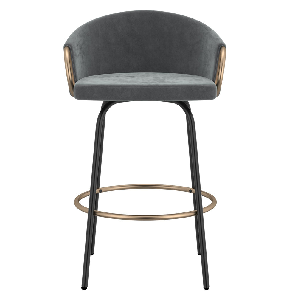  !nspire Lavo 203-560GY 26" Counter Stool - Grey and Black and Gold IMAGE 4