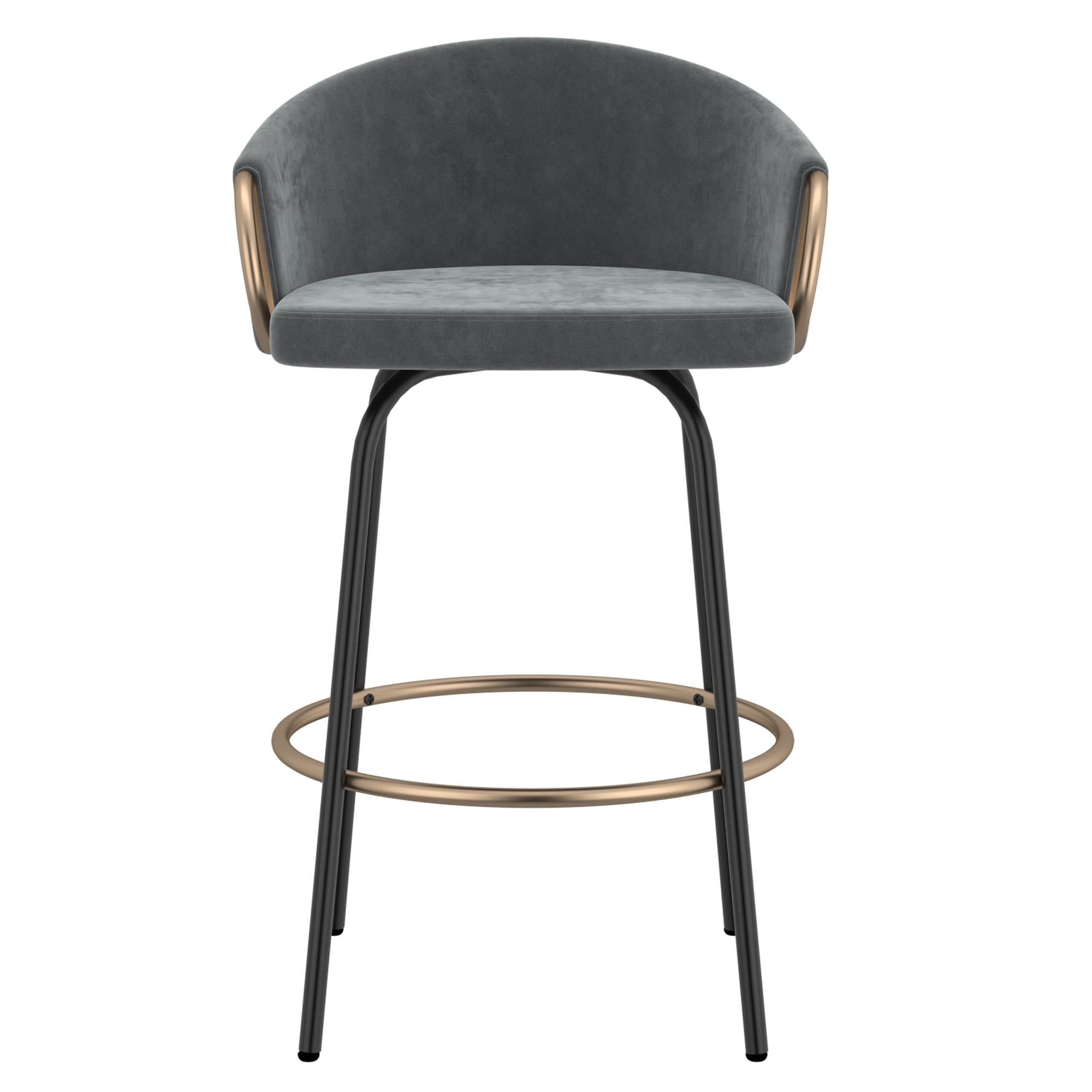  !nspire Lavo 203-560GY 26" Counter Stool - Grey and Black and Gold IMAGE 4