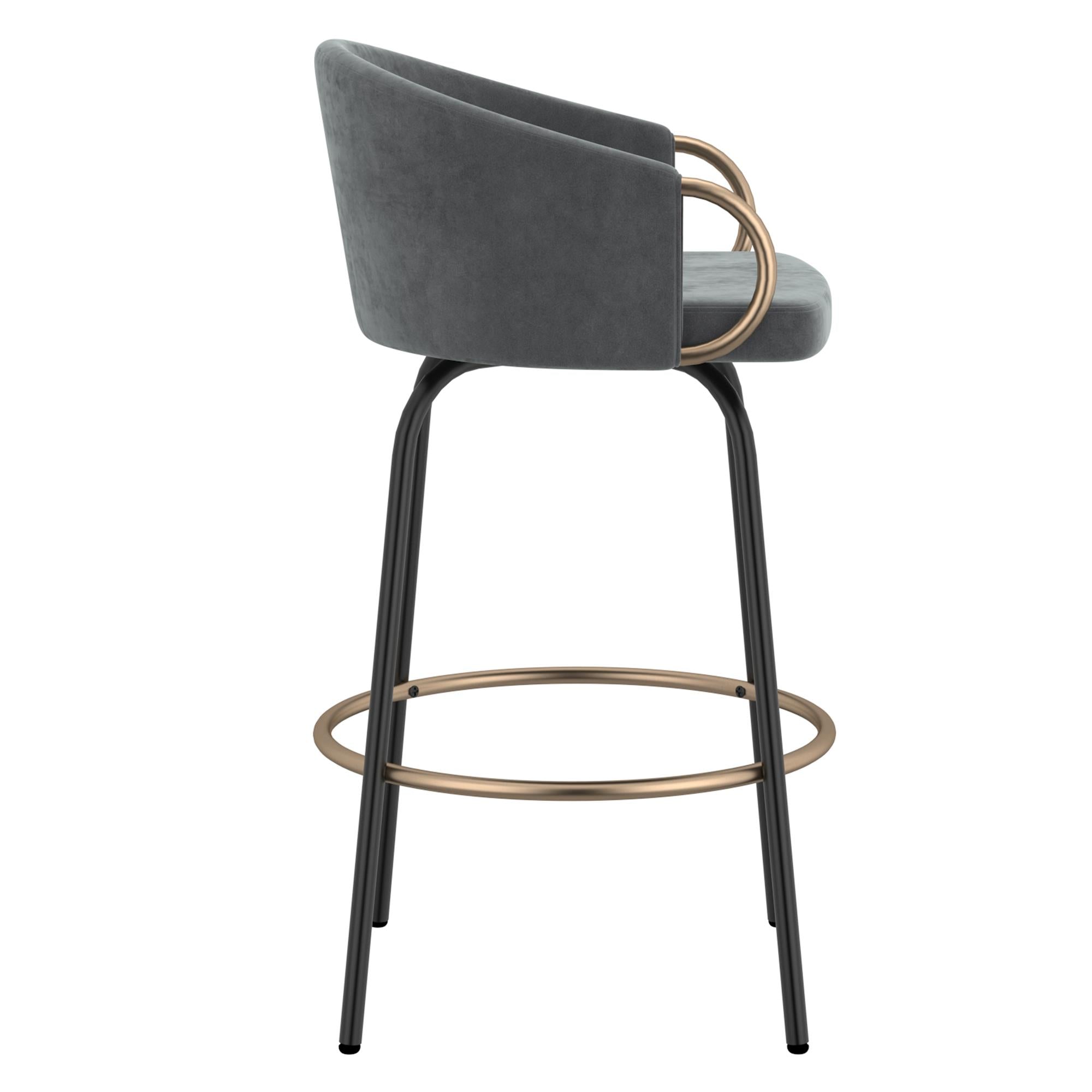  !nspire Lavo 203-560GY 26" Counter Stool - Grey and Black and Gold IMAGE 5