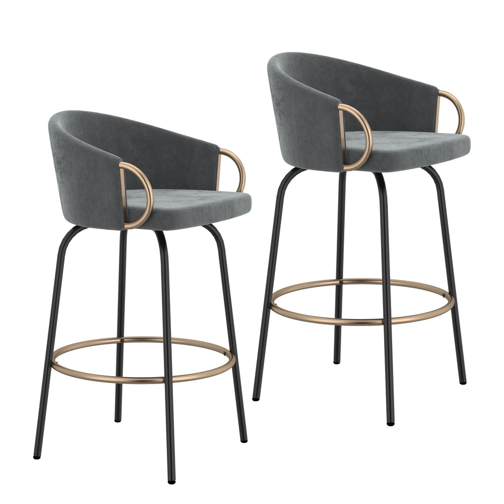  !nspire Lavo 203-560GY 26" Counter Stool - Grey and Black and Gold IMAGE 7