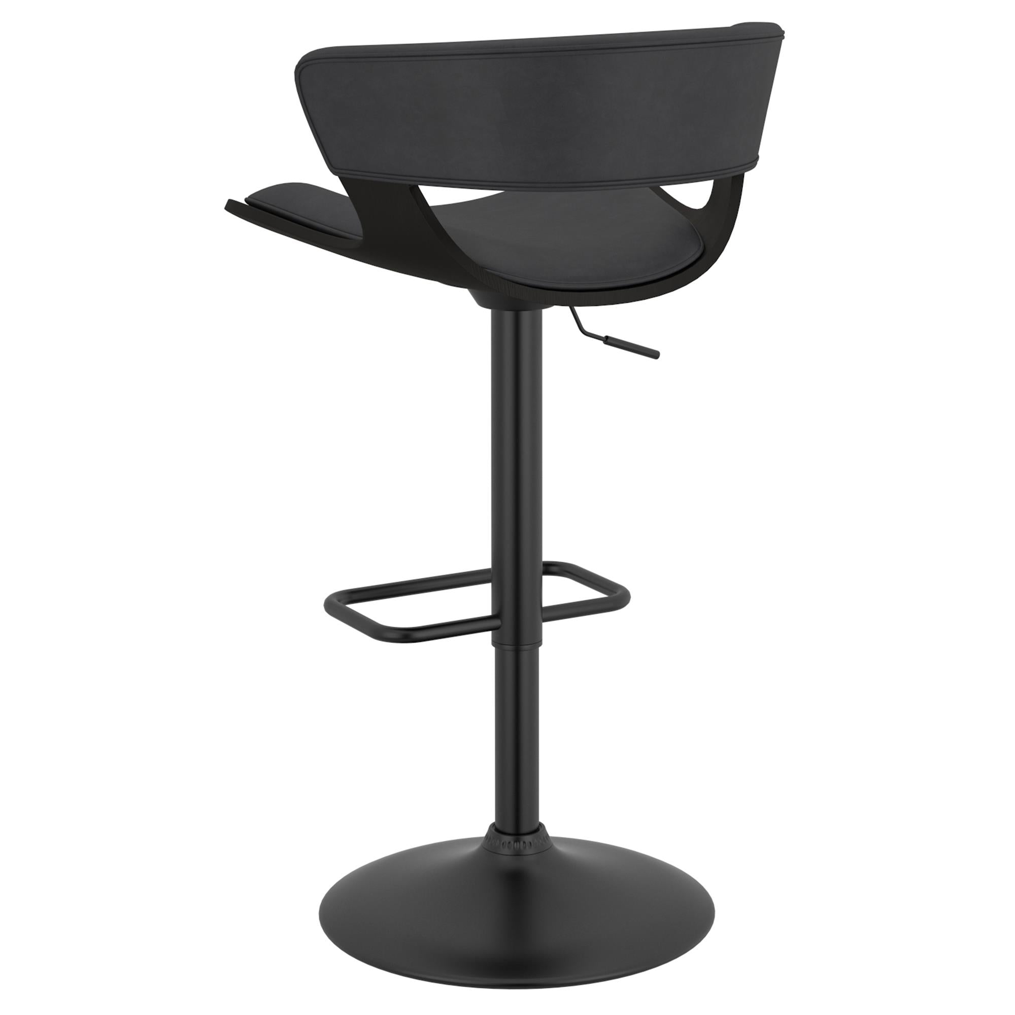  !nspire Rover 203-554CH Adjustable Air Lift Stool - Charcoal and Black IMAGE 3