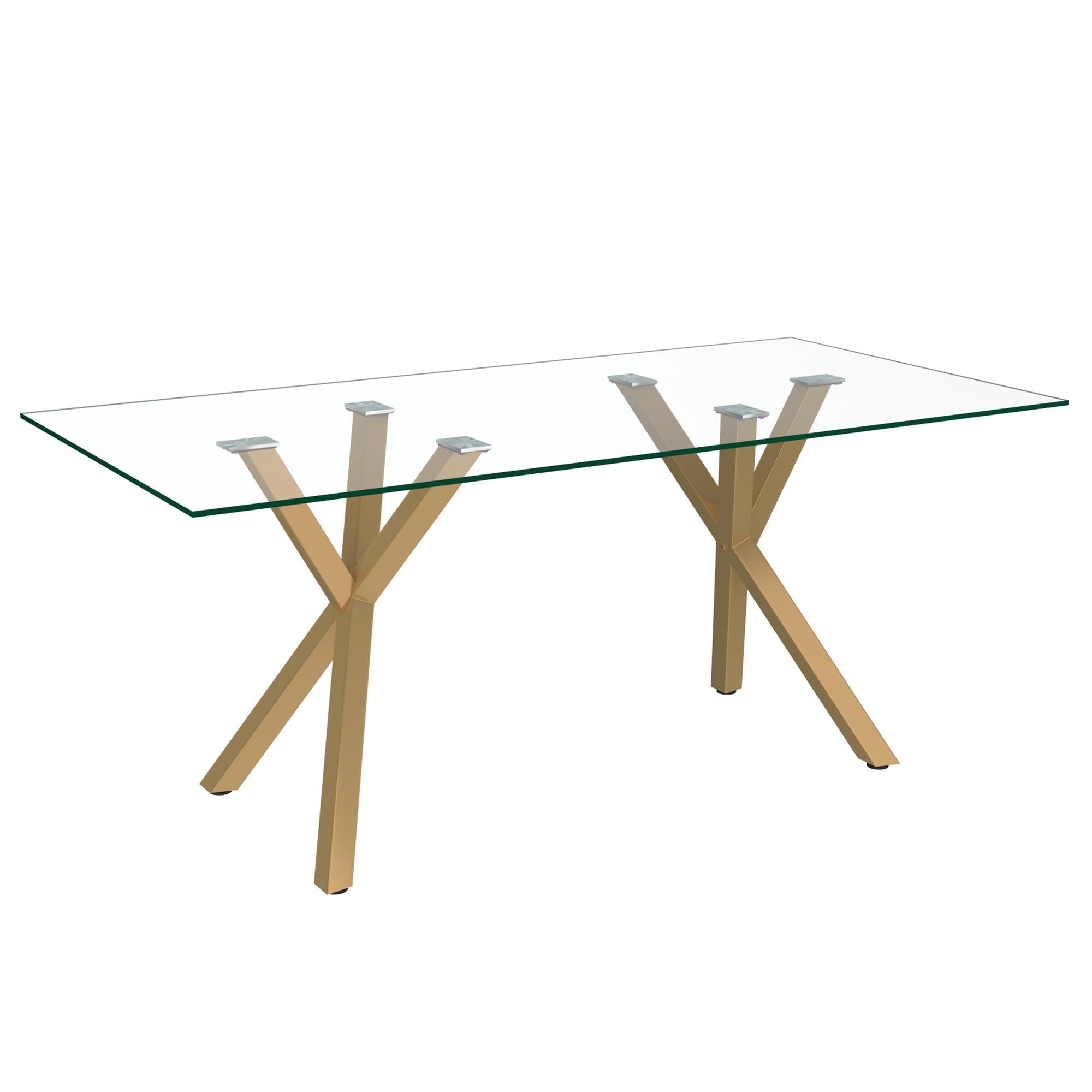  Worldwide Home Furnishings Stark 201-535GL Rectangular Dining Table - Aged Gold IMAGE 1
