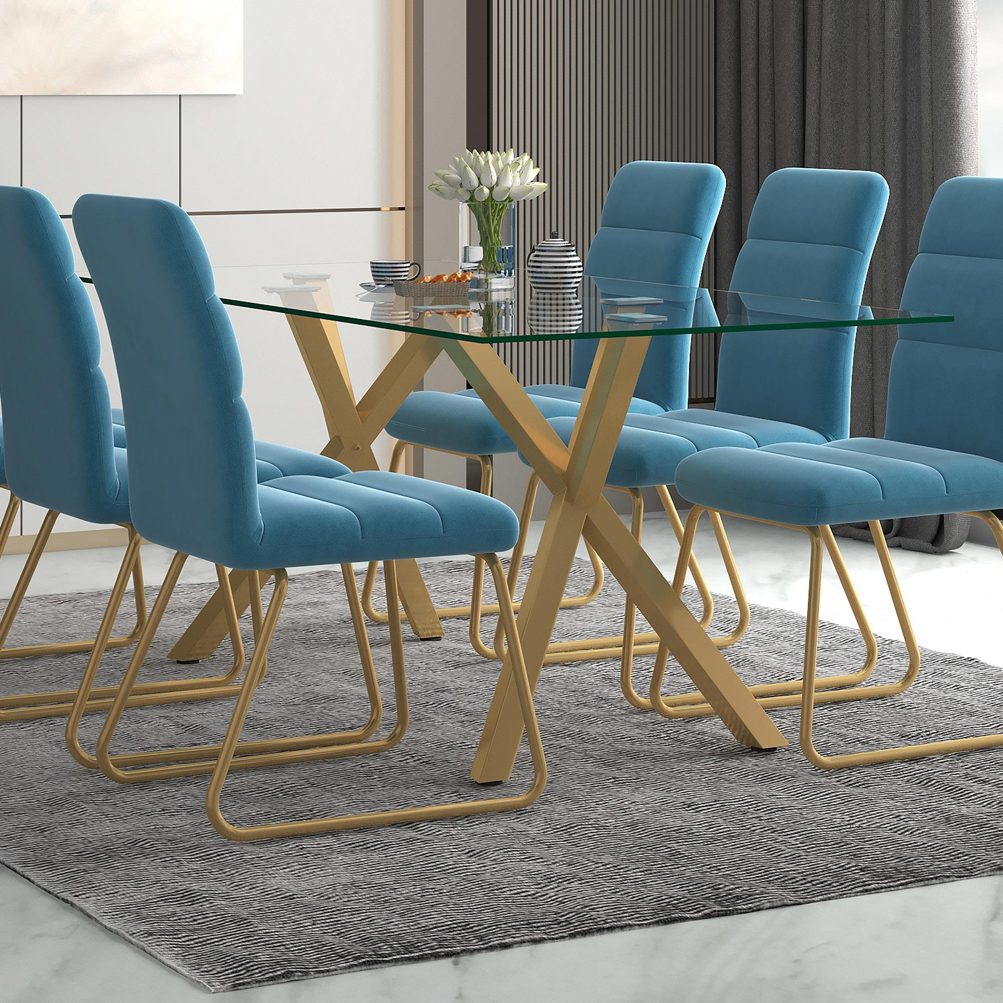  Worldwide Home Furnishings Stark 201-535GL Rectangular Dining Table - Aged Gold IMAGE 2