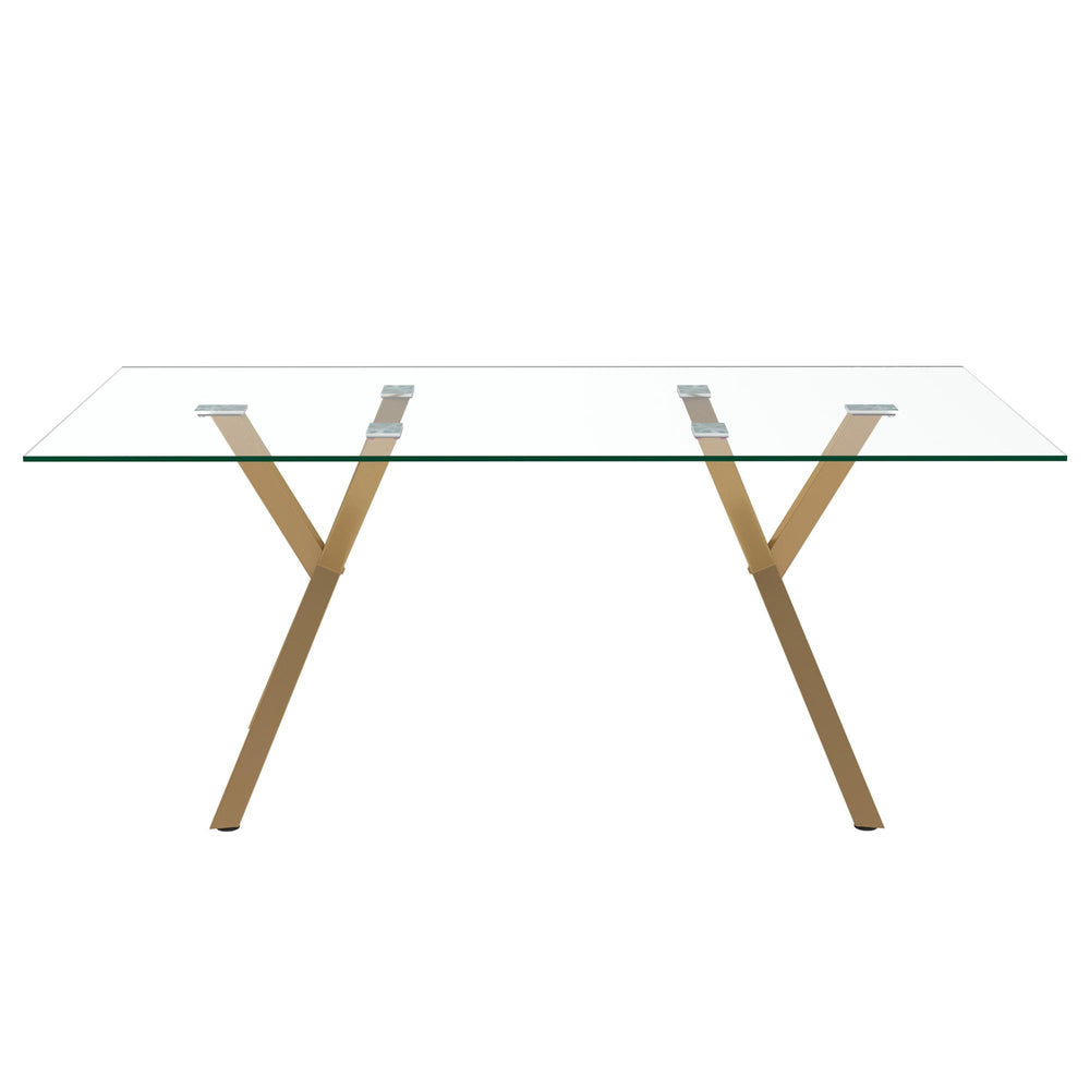 Worldwide Home Furnishings Stark 201-535GL Rectangular Dining Table - Aged Gold IMAGE 3