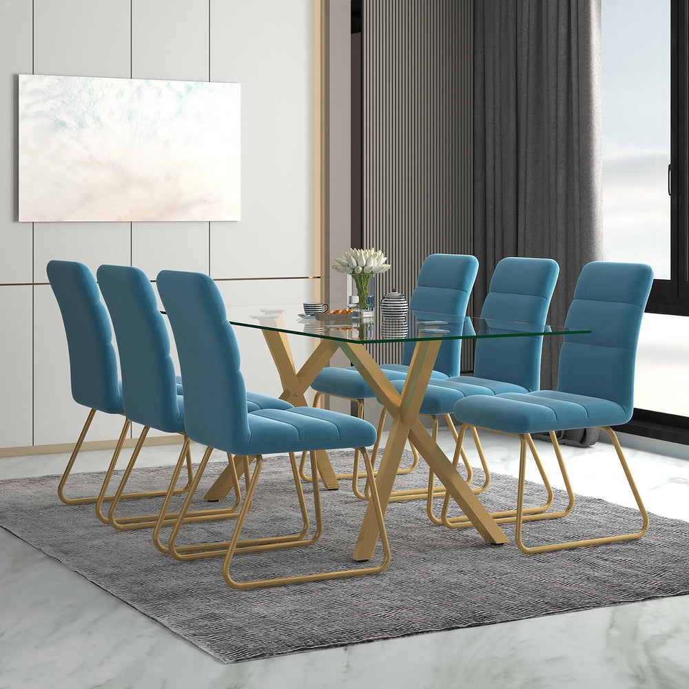  Worldwide Home Furnishings Stark 201-535GL Rectangular Dining Table - Aged Gold IMAGE 7