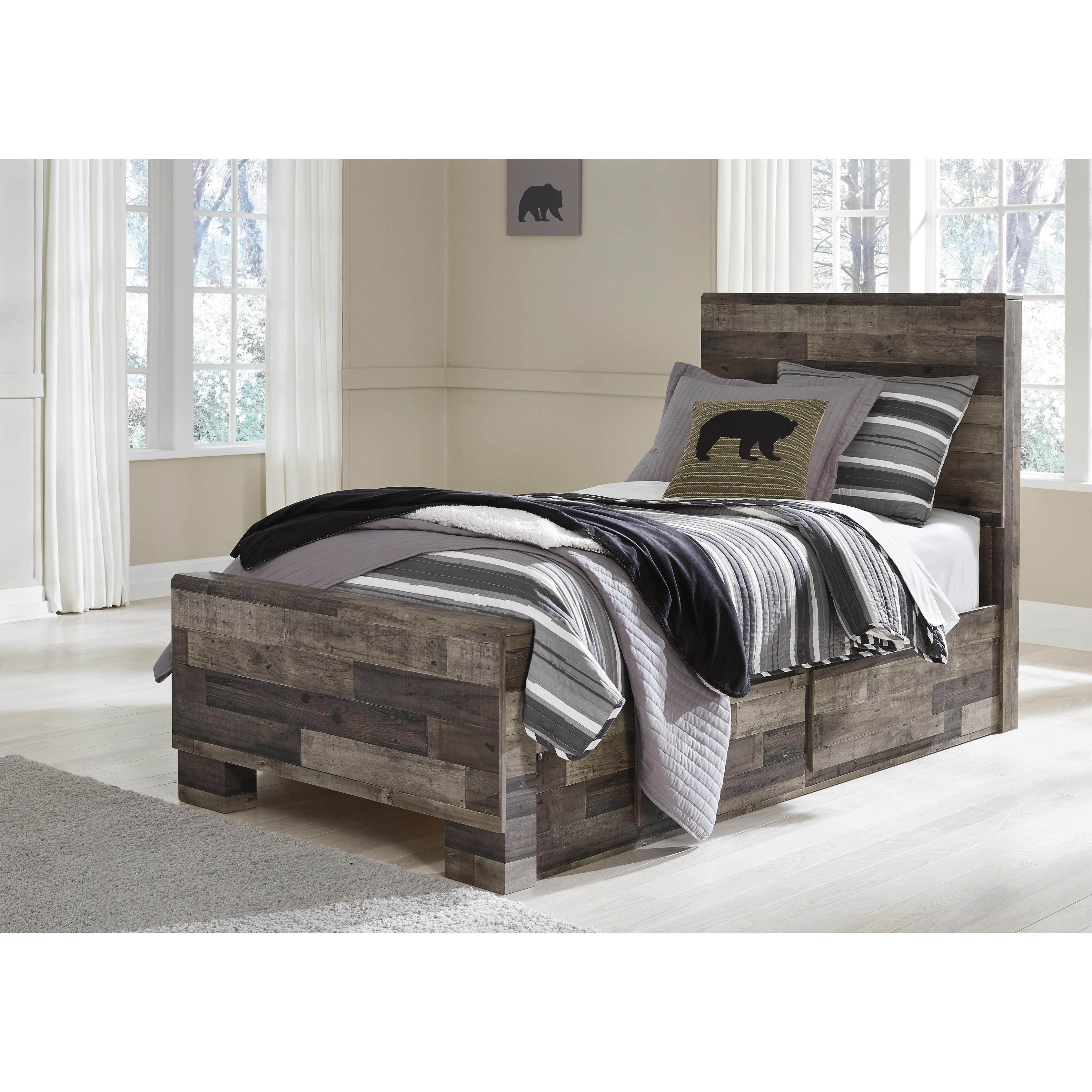  Benchcraft Derekson B200B20 Twin Panel Bed with 2 Storage Drawers IMAGE 1