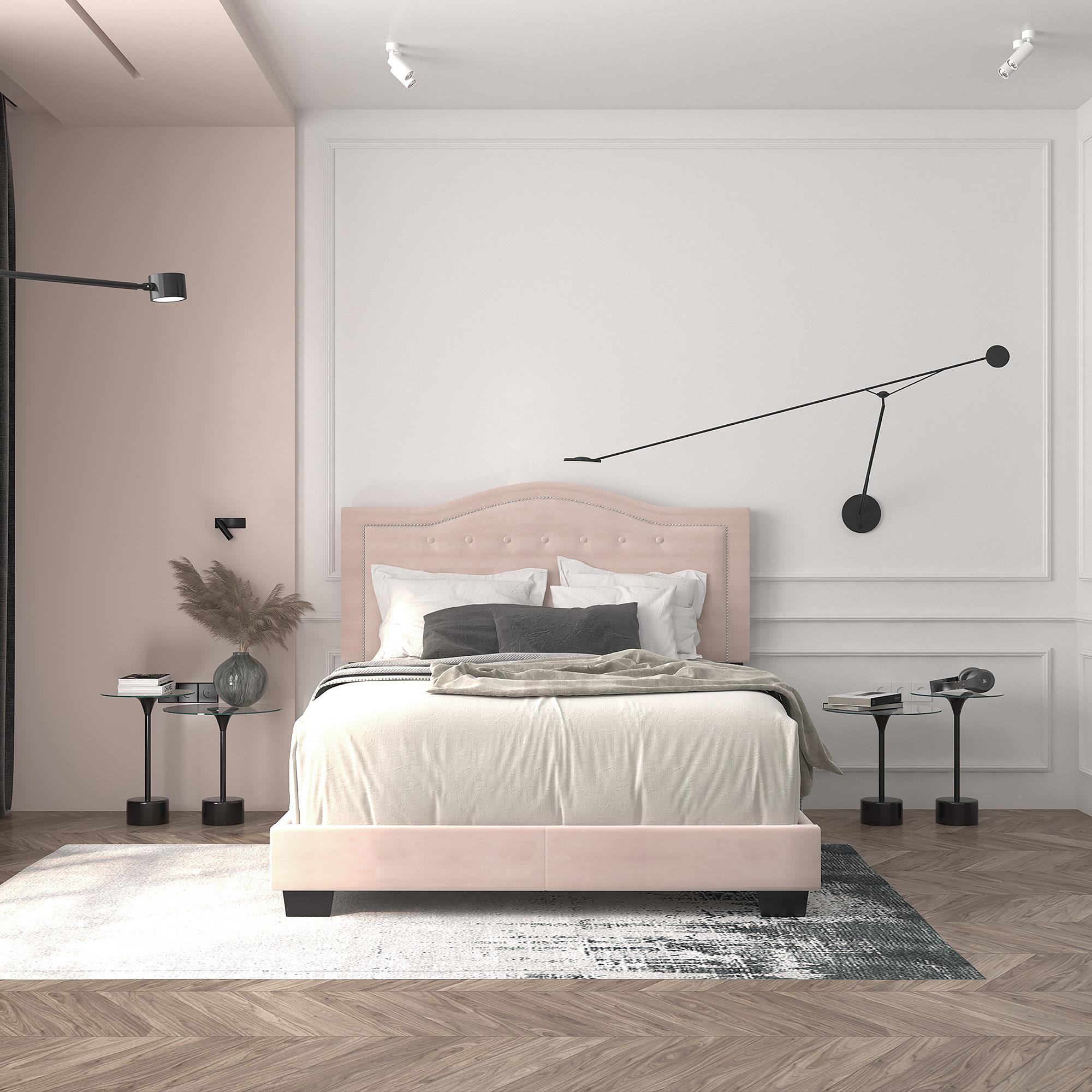  Worldwide Home Furnishings Pixie 101-296Q-BSH 60" Queen Bed - Blush Pink IMAGE 2
