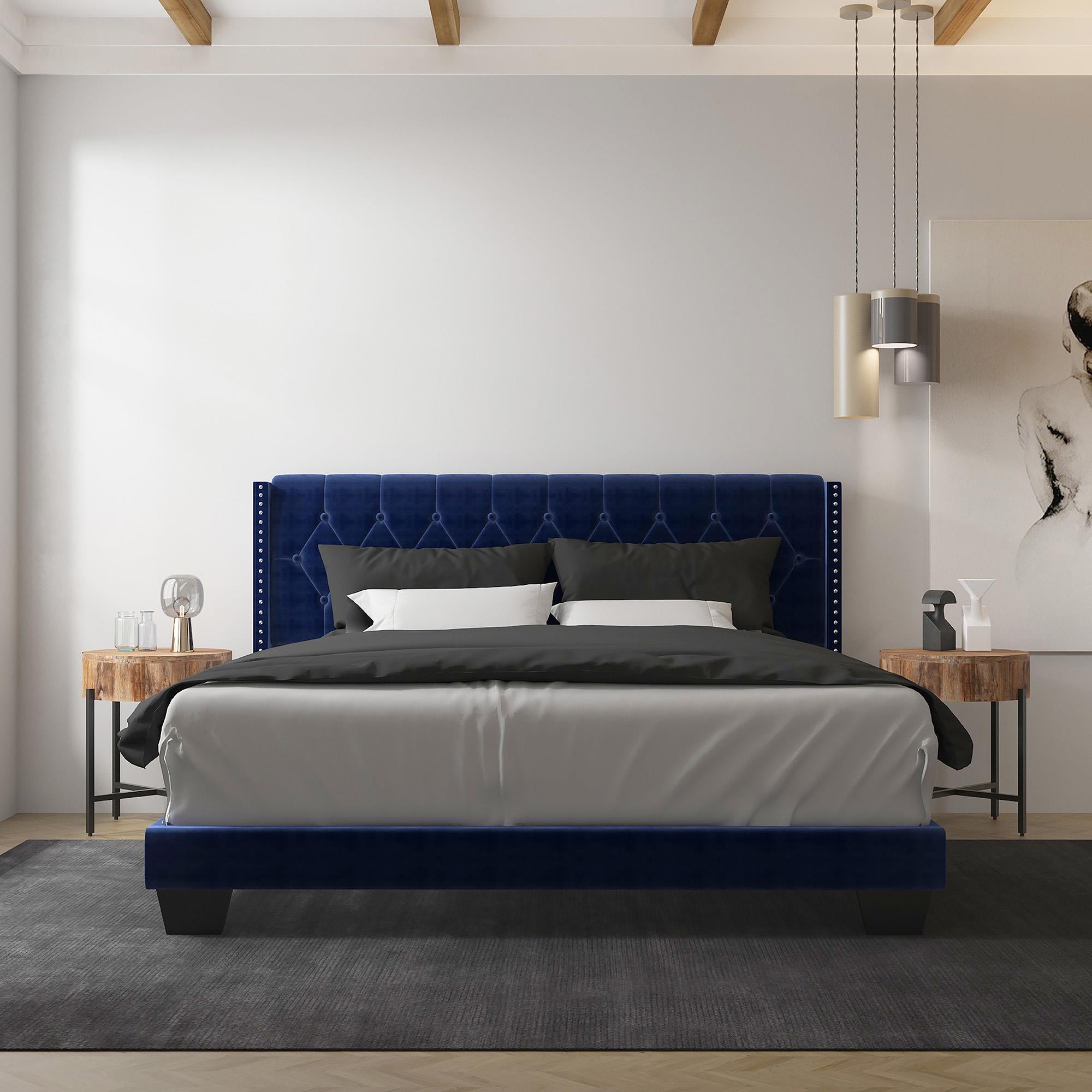  Worldwide Home Furnishings Gunner 101-299K-NAV 78" King Bed - Blue IMAGE 2