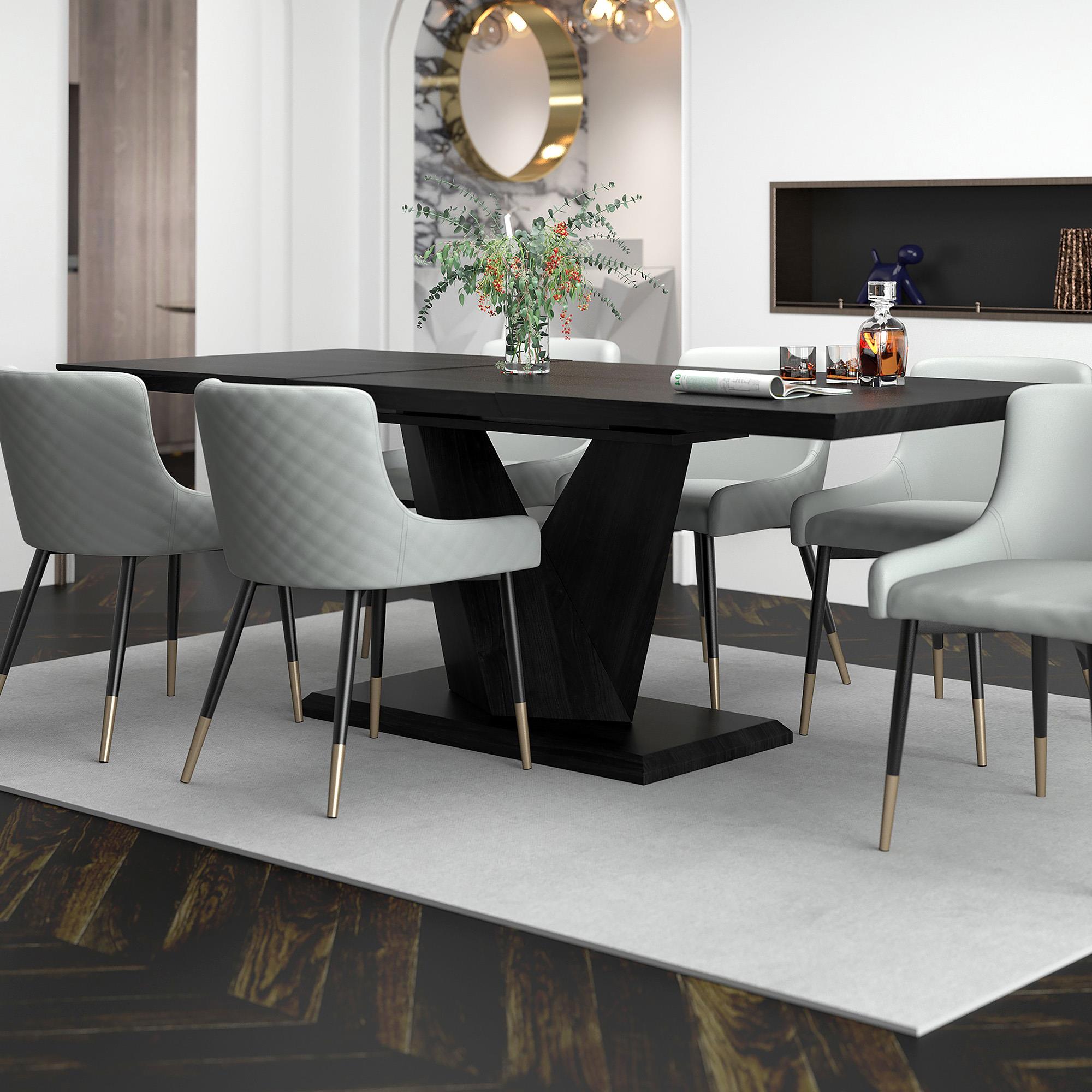  !nspire Eclipse 201-860BLK Dining Table w/Extension - Black IMAGE 2