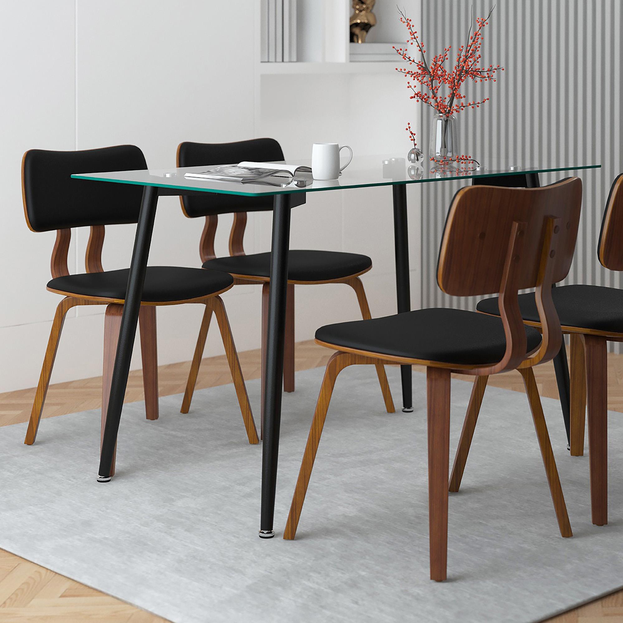  !nspire Zuni 202-581PUBK Dining Chair - Black Faux Leather and Walnut IMAGE 2