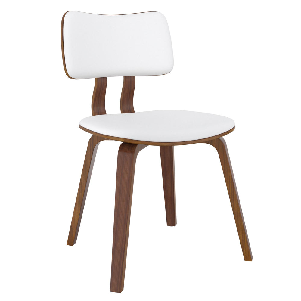  !nspire Zuni 202-581PUWT Dining Chair - White Faux Leather and Walnut IMAGE 1