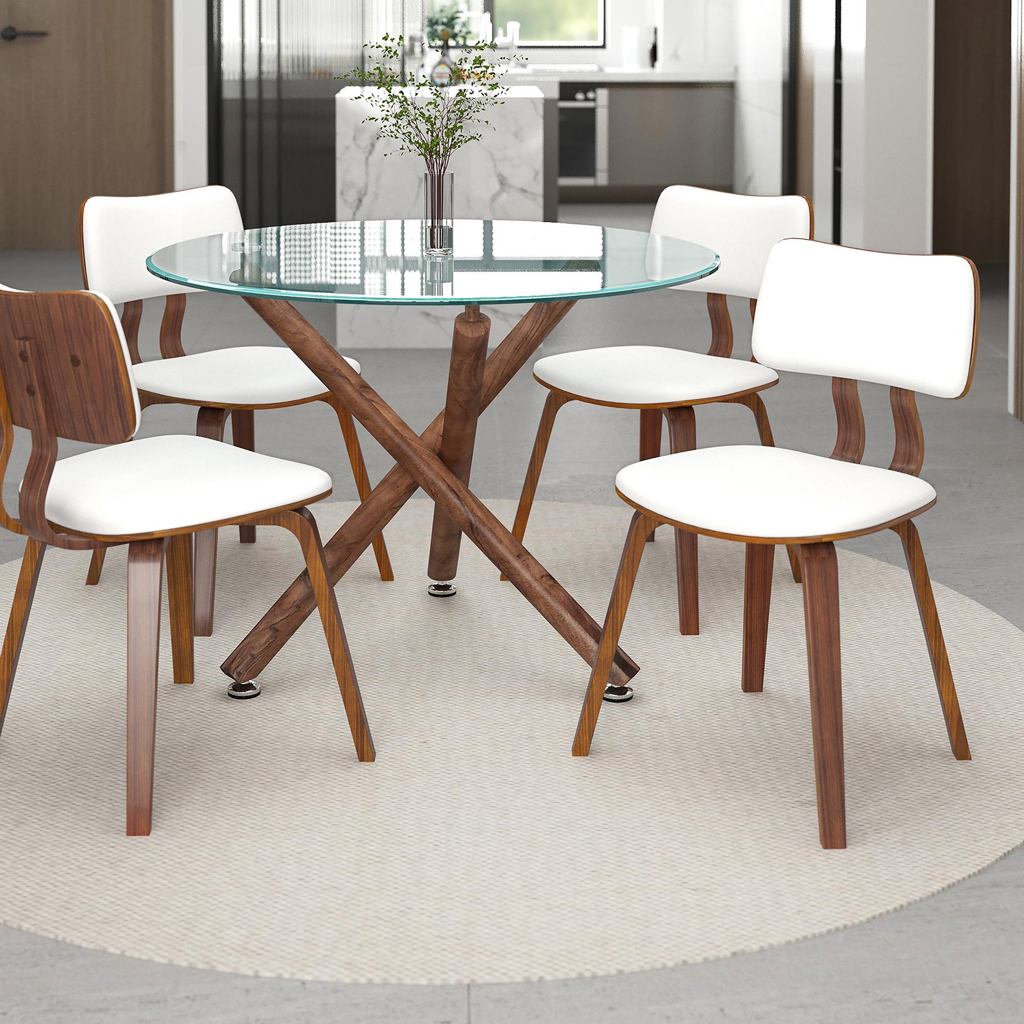  !nspire Zuni 202-581PUWT Dining Chair - White Faux Leather and Walnut IMAGE 2