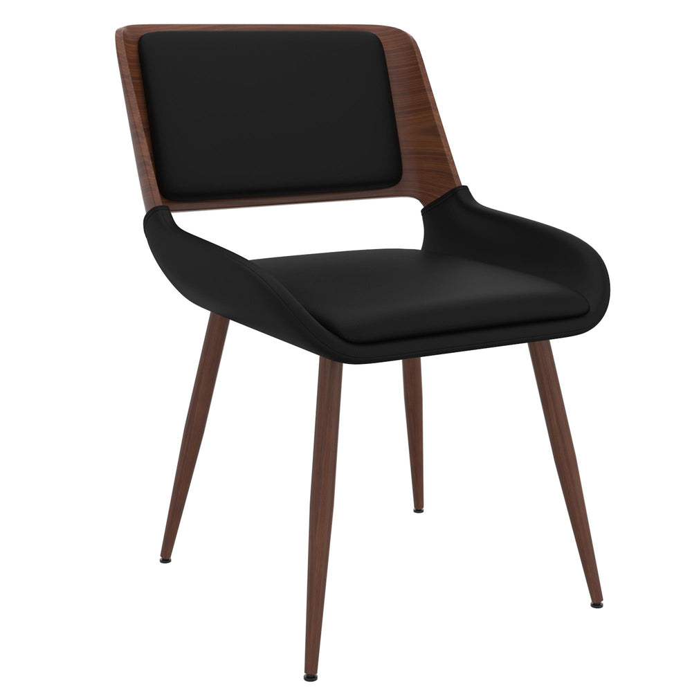 !nspire Hudson 202-582PUBK Dining Chair - Black Faux Leather, Metal and Walnut Metal and Wood IMAGE 1