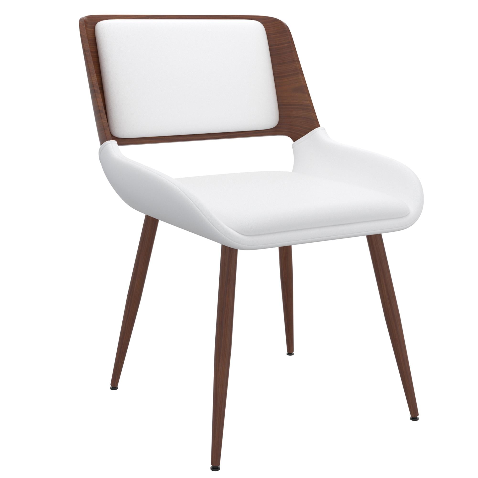  !nspire Hudson 202-582PUWT Dining Chair - White Faux Leather and Walnut Metal and Wood IMAGE 1