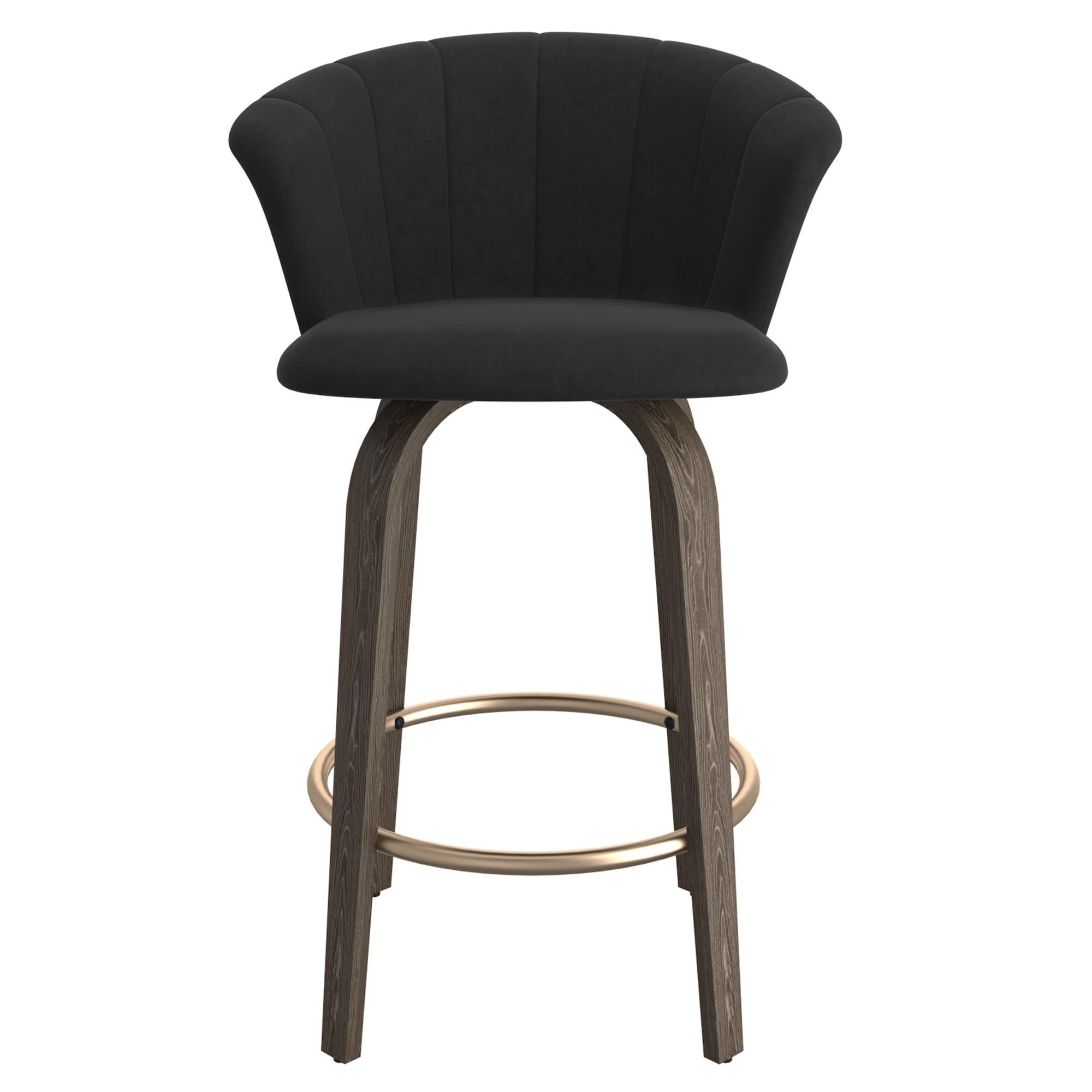  !nspire Tula 203-583BK 26" Counter Stool - Black and Washed Oak IMAGE 4