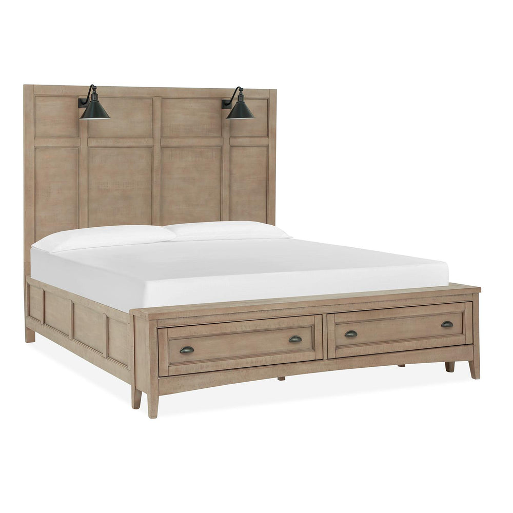  Magnussen Paxton Place B4805-69B Complete King Lamp Panel Storage Bed IMAGE 1