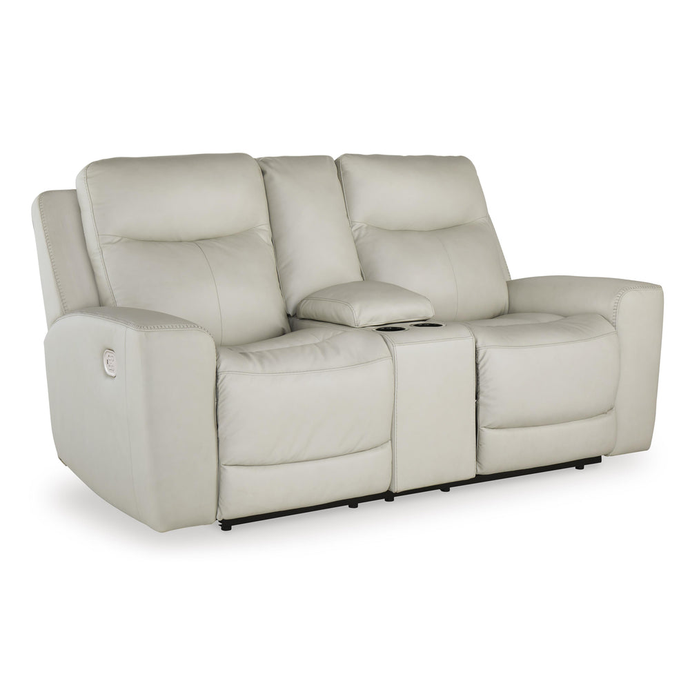  Signature Design by Ashley Mindanao U5950518C Power Reclining Loveseat with Console and Adjustable Headrest IMAGE 1