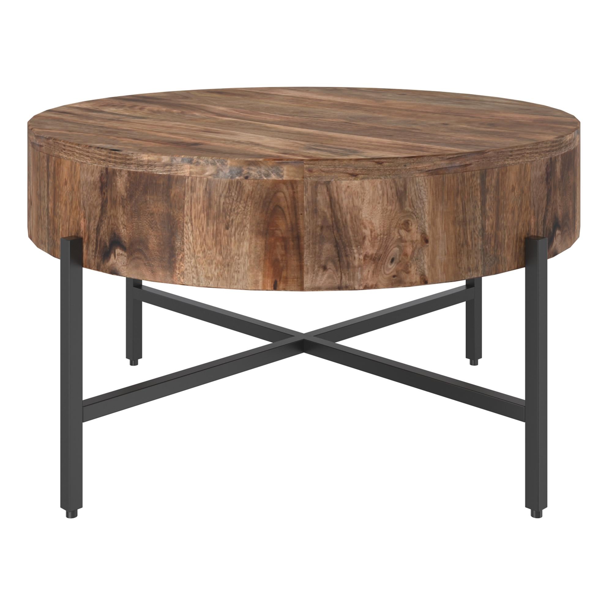  !nspire Blox 301-528NAT Round Coffee Table - Natural and Black IMAGE 6
