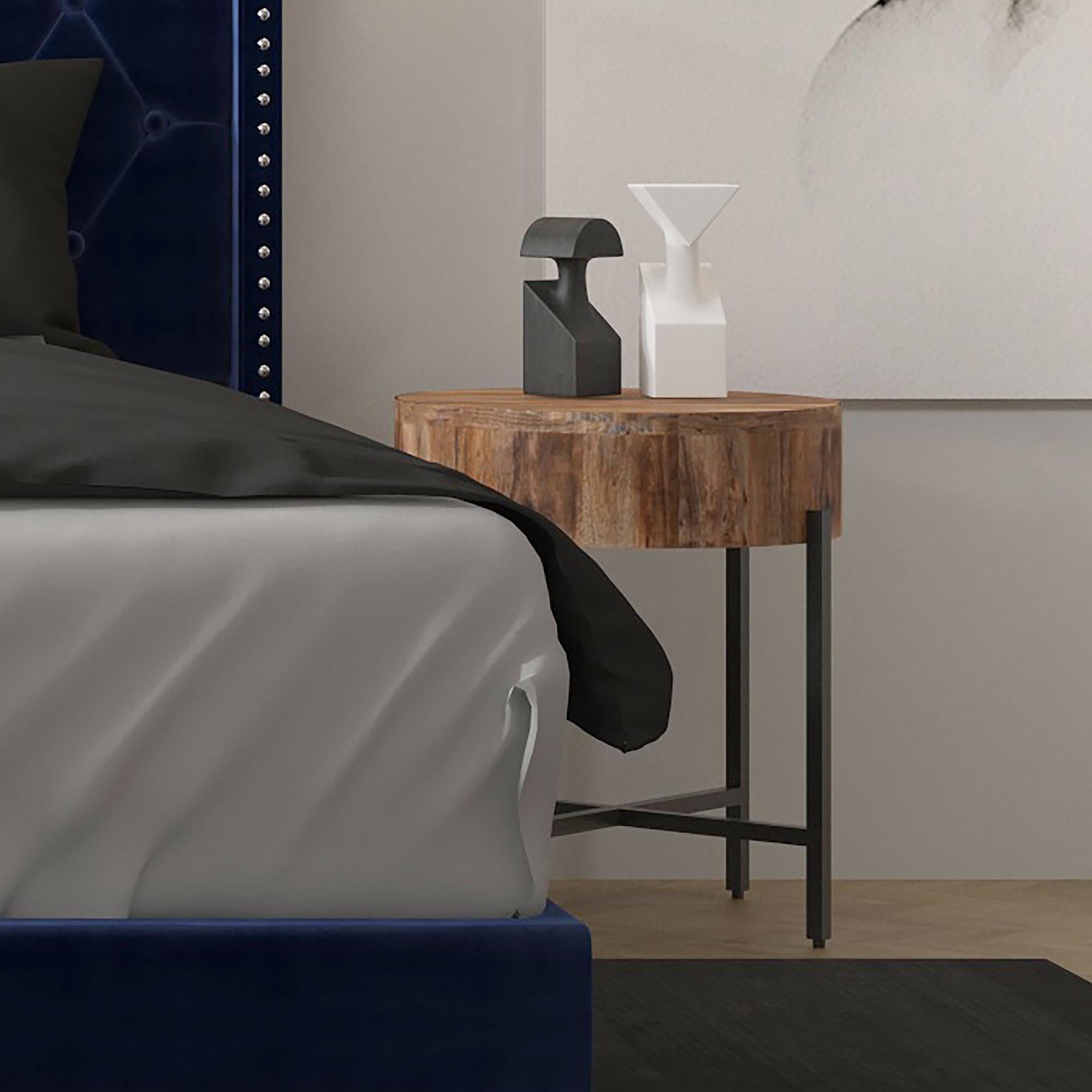  !nspire Blox 501-528NAT Round Accent Table - Natural and Black IMAGE 2