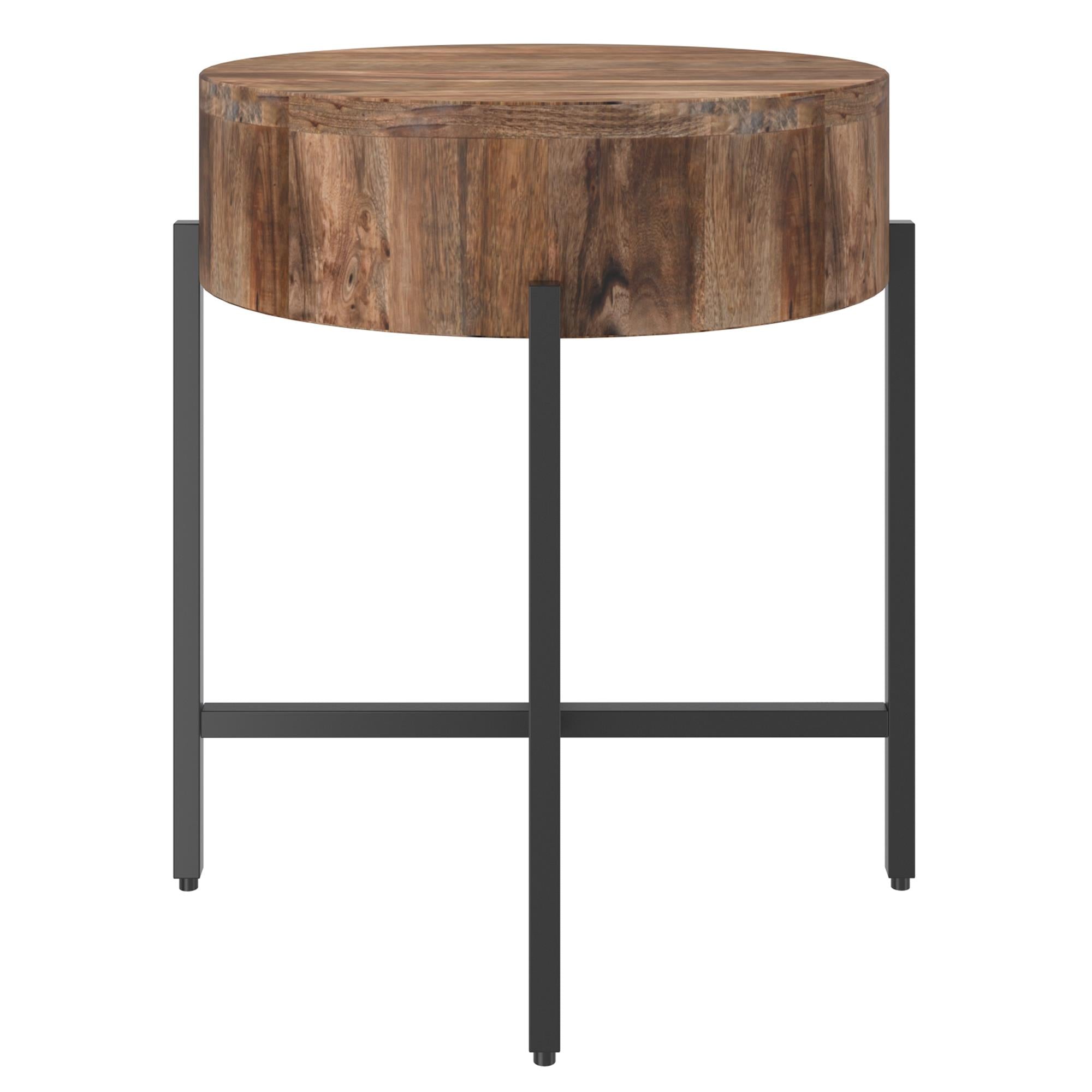  !nspire Blox 501-528NAT Round Accent Table - Natural and Black IMAGE 3