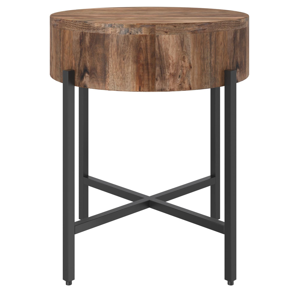  !nspire Blox 501-528NAT Round Accent Table - Natural and Black IMAGE 4