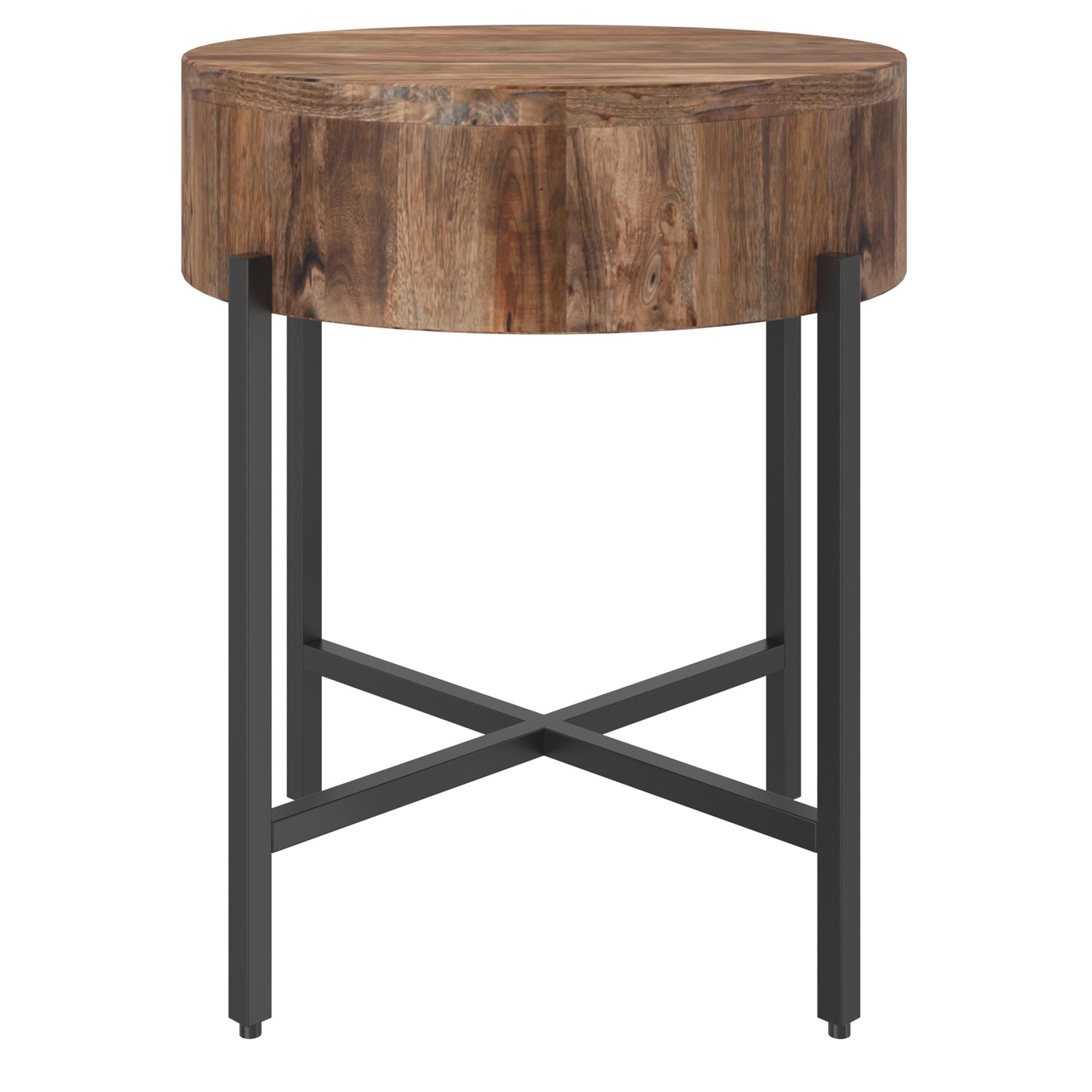  !nspire Blox 501-528NAT Round Accent Table - Natural and Black IMAGE 4