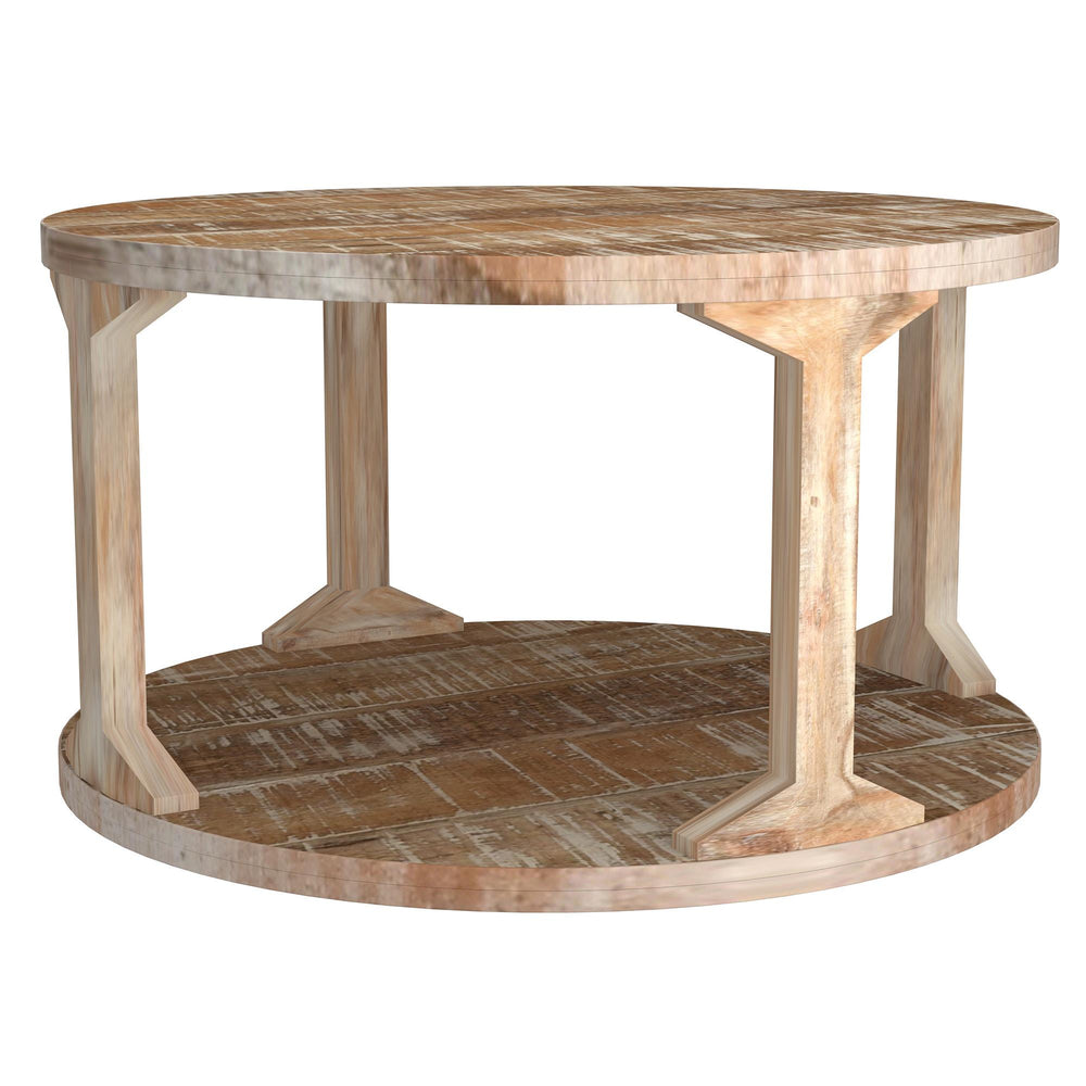  !nspire Avni 301-619NT Round Coffee Table - Distressed Natural IMAGE 1