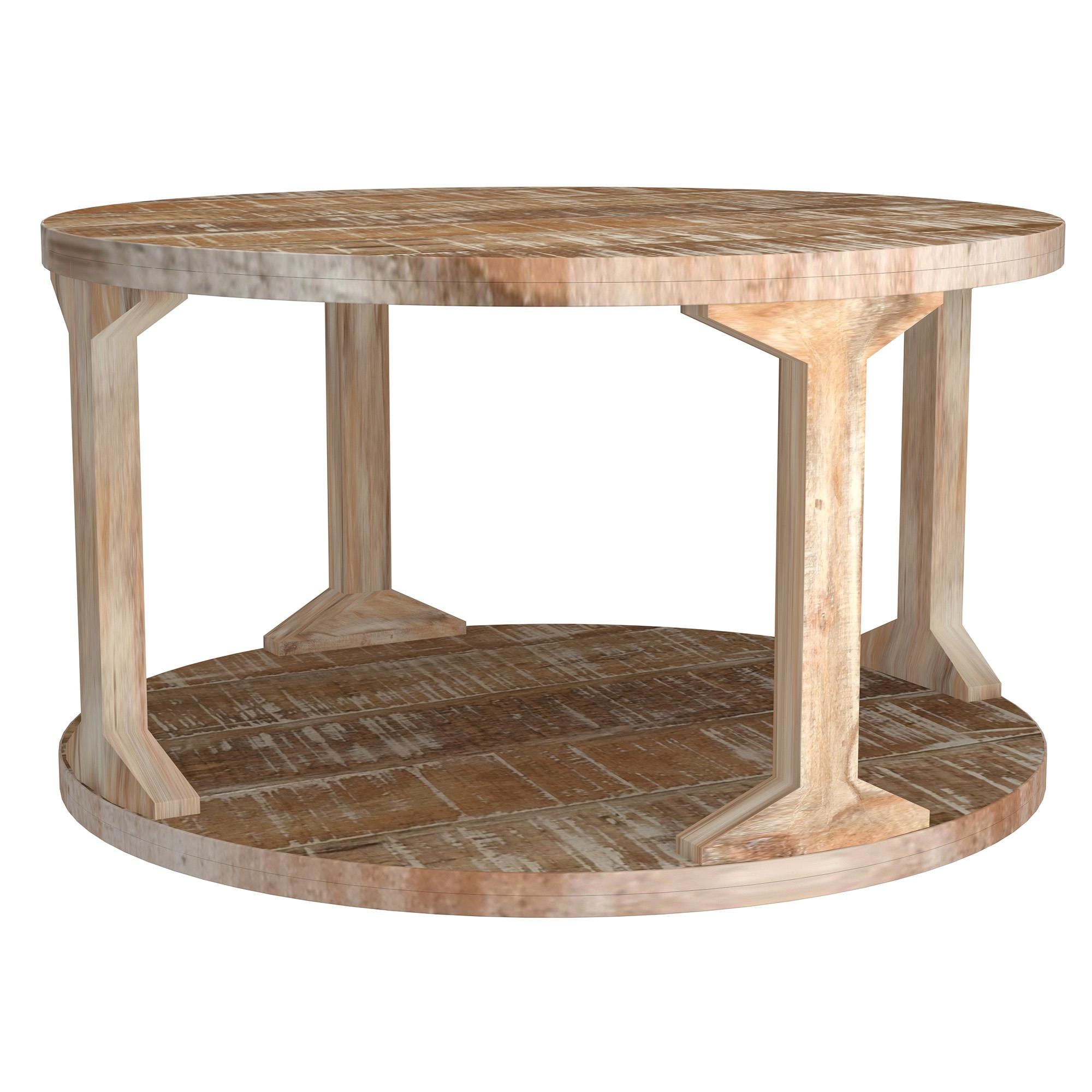  !nspire Avni 301-619NT Round Coffee Table - Distressed Natural IMAGE 1