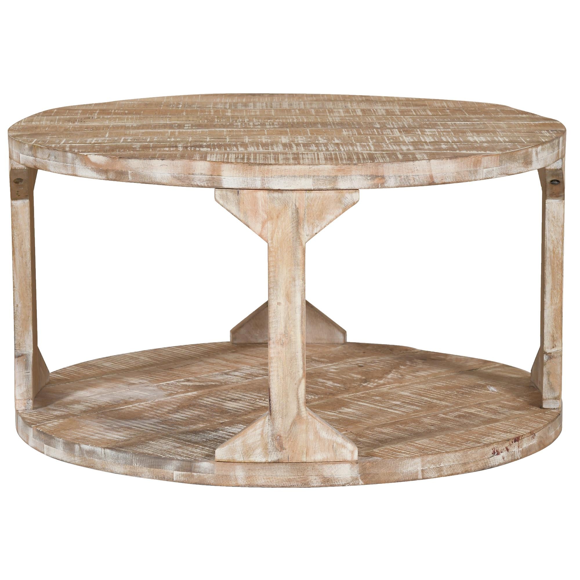  !nspire Avni 301-619NT Round Coffee Table - Distressed Natural IMAGE 3