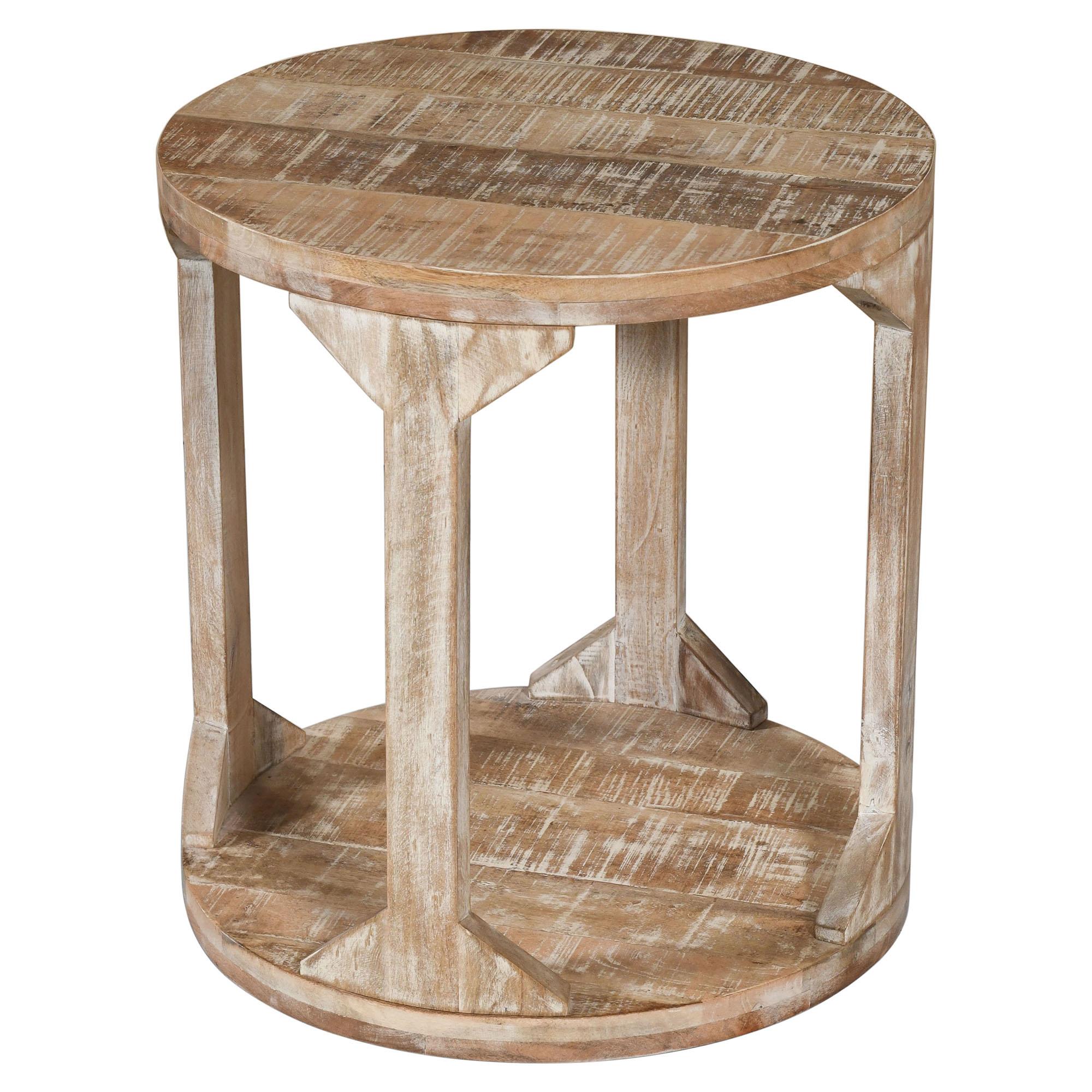  !nspire Avni 501-619NT Round Accent Table - Distressed Natural IMAGE 3