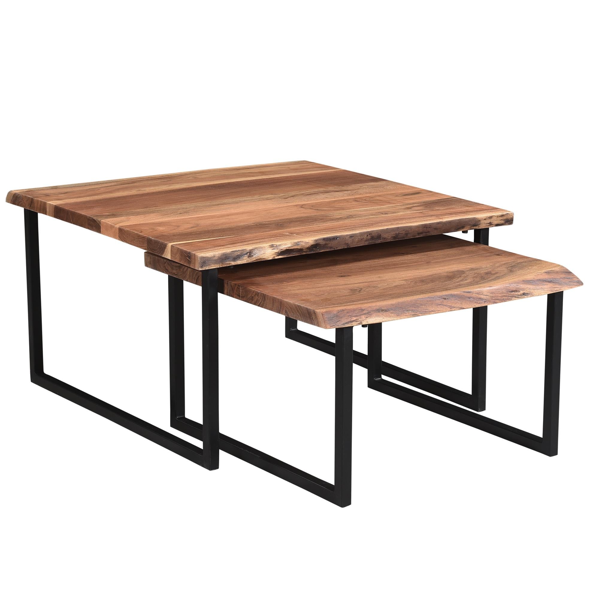  !nspire Jivin 303-676NAT 2 pc Coffee Table Set - Natural and Black IMAGE 1